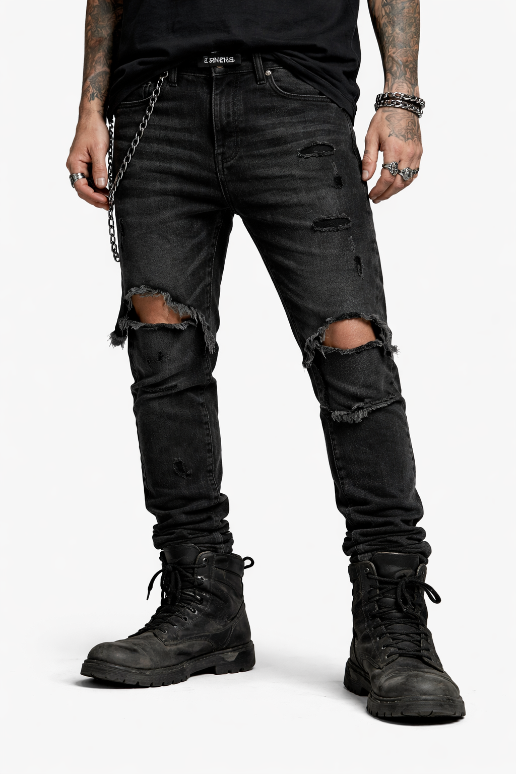 Jean skinny délavé noir « TA'IZZ »