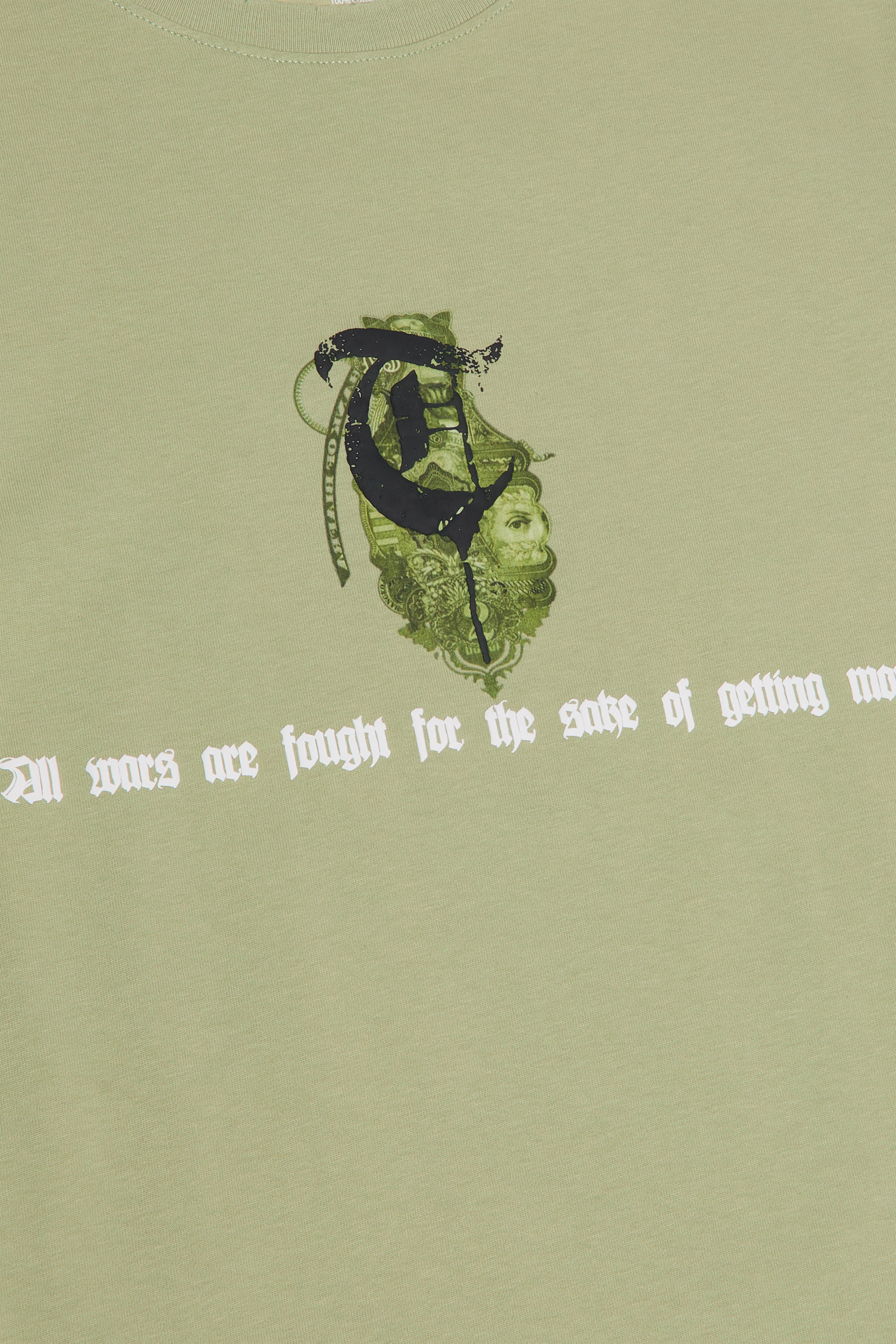 T-shirt vert vintage « ARGENT DE GUERRE »