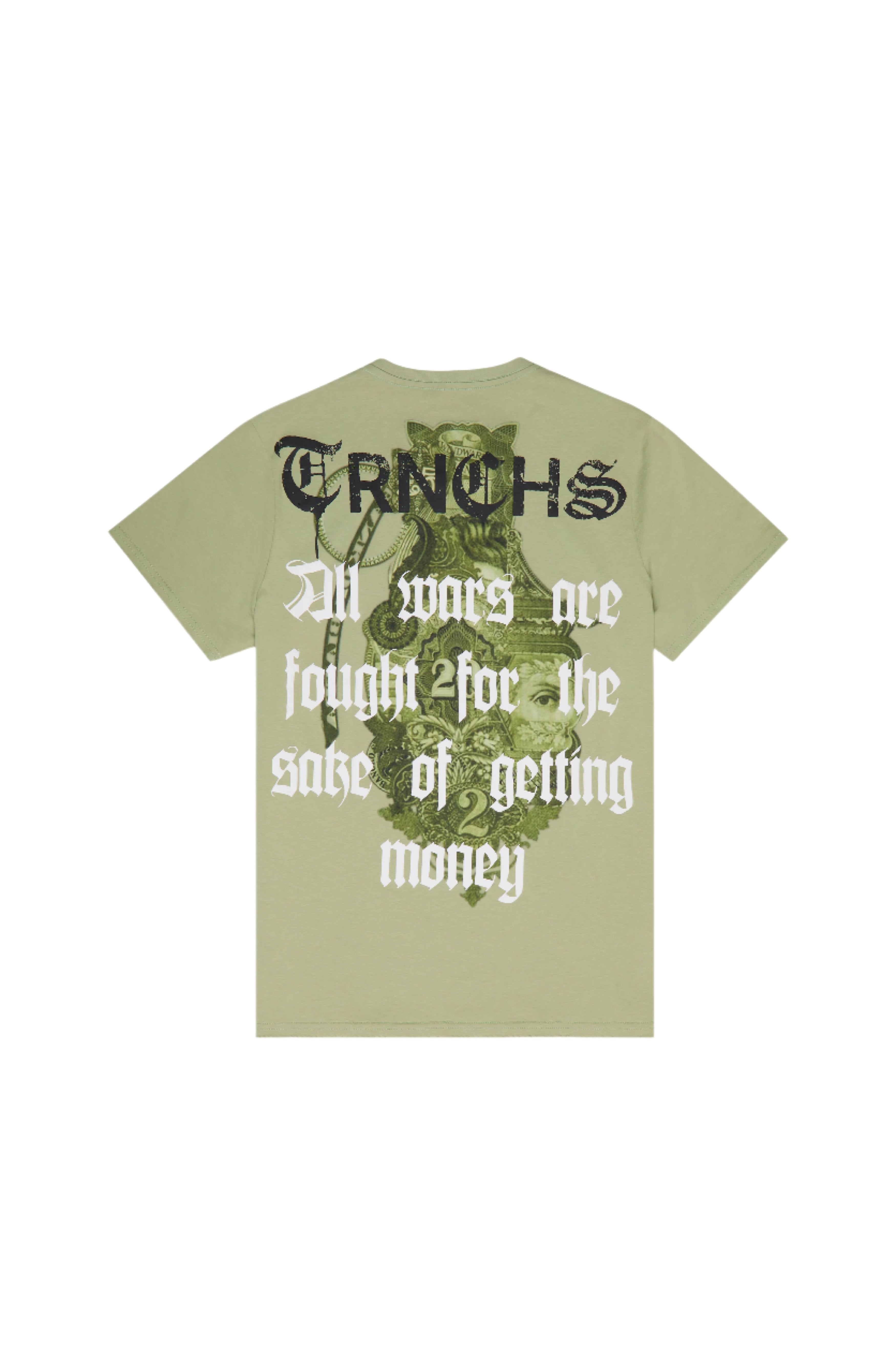 T-shirt vert vintage « ARGENT DE GUERRE »