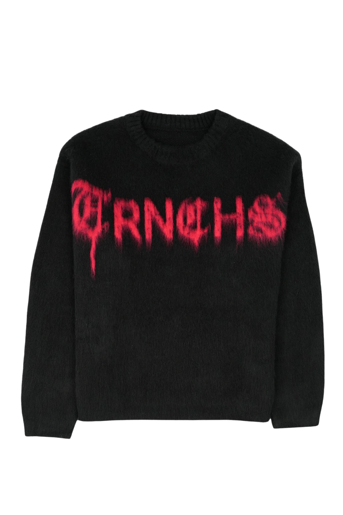 MOHAIRPULLOVER Schwarz / Rot