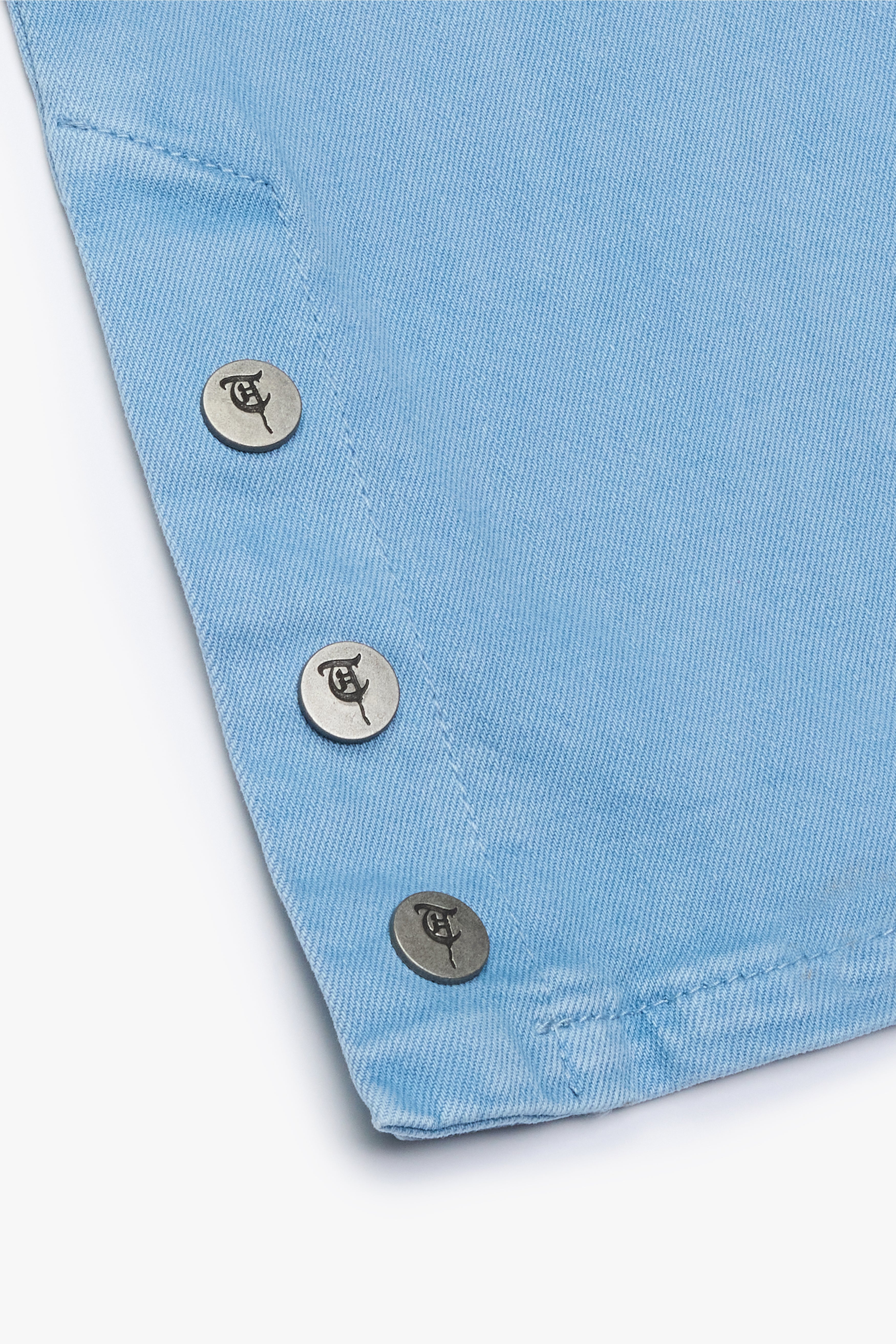 "BUTTON FLY" Blue Stacked Jeans