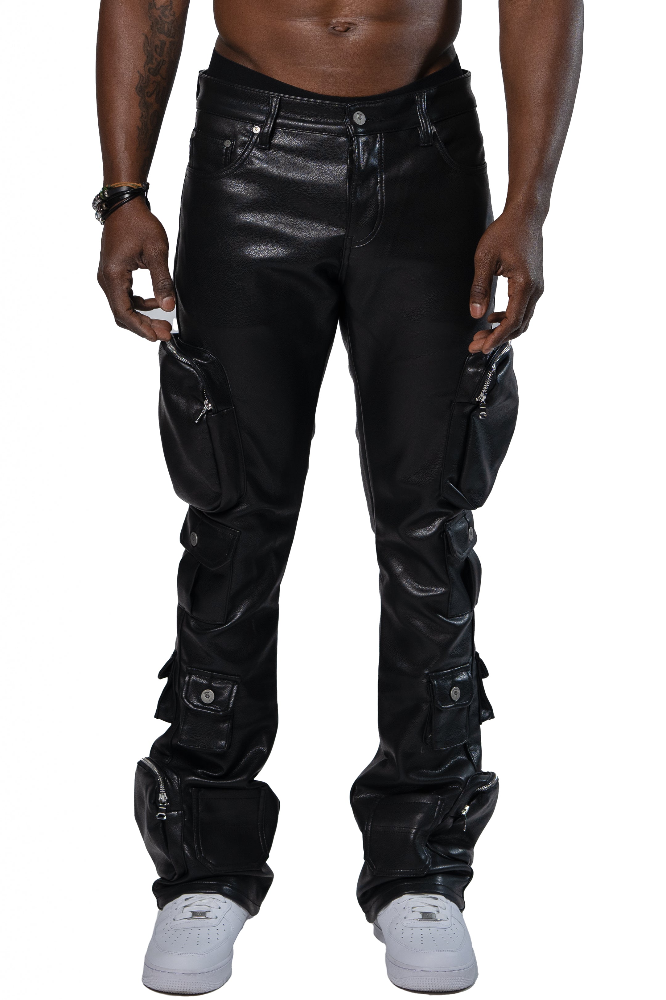 "KHURASAN" Black Leather Denim