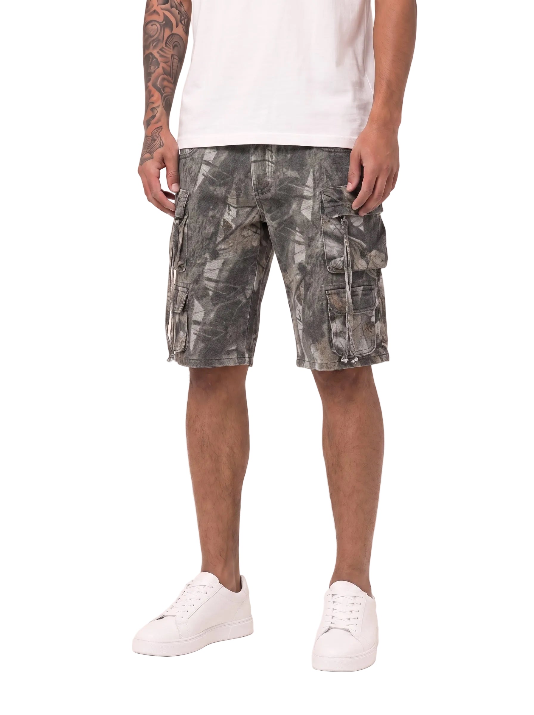 RUINS DIVISION Gray Camo Shorts Wood