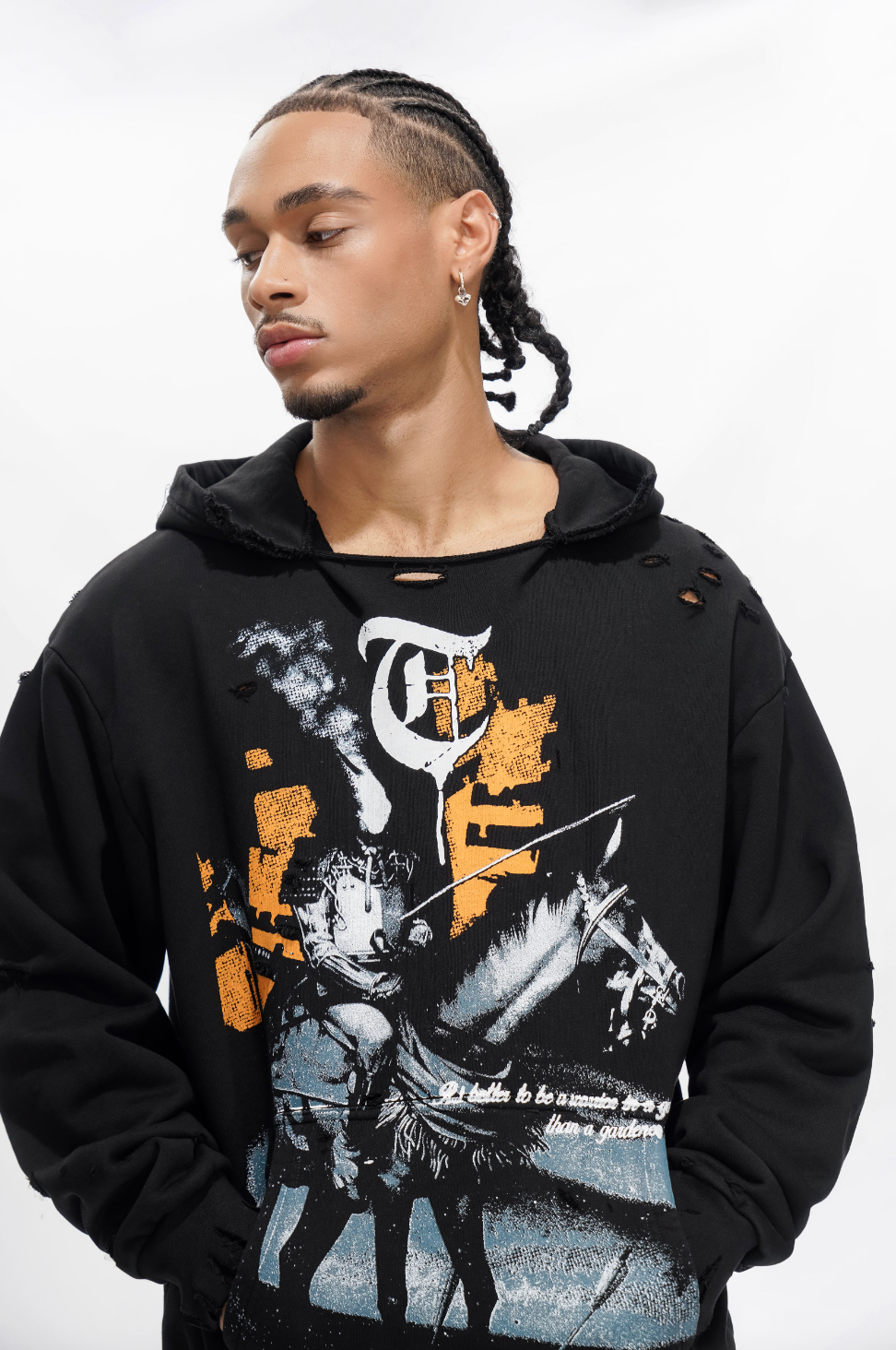 WARRIOR IN THE GARDEN Black Hoodie