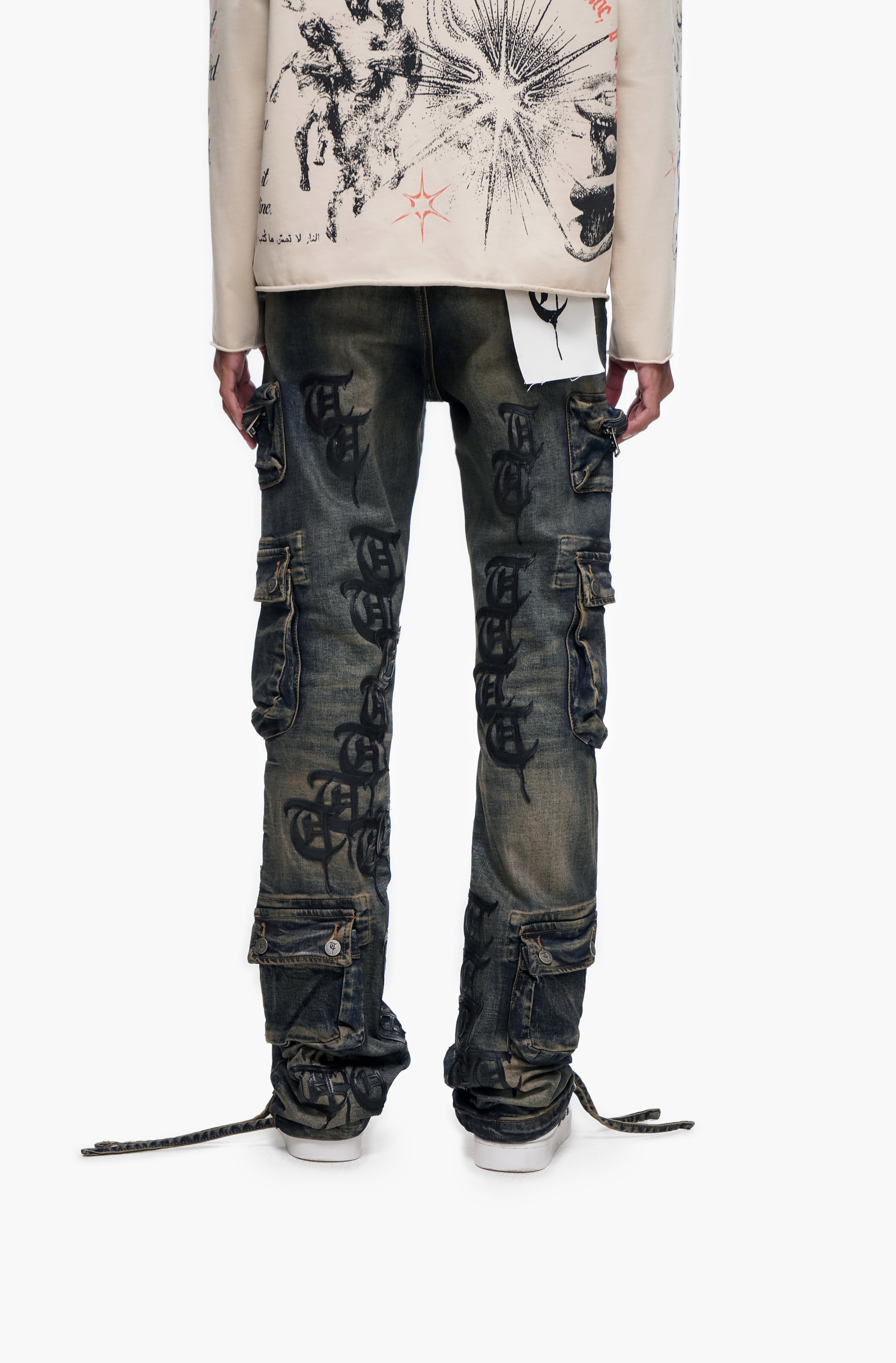 "KHANDAQ" Medium Blue Cargo Denim