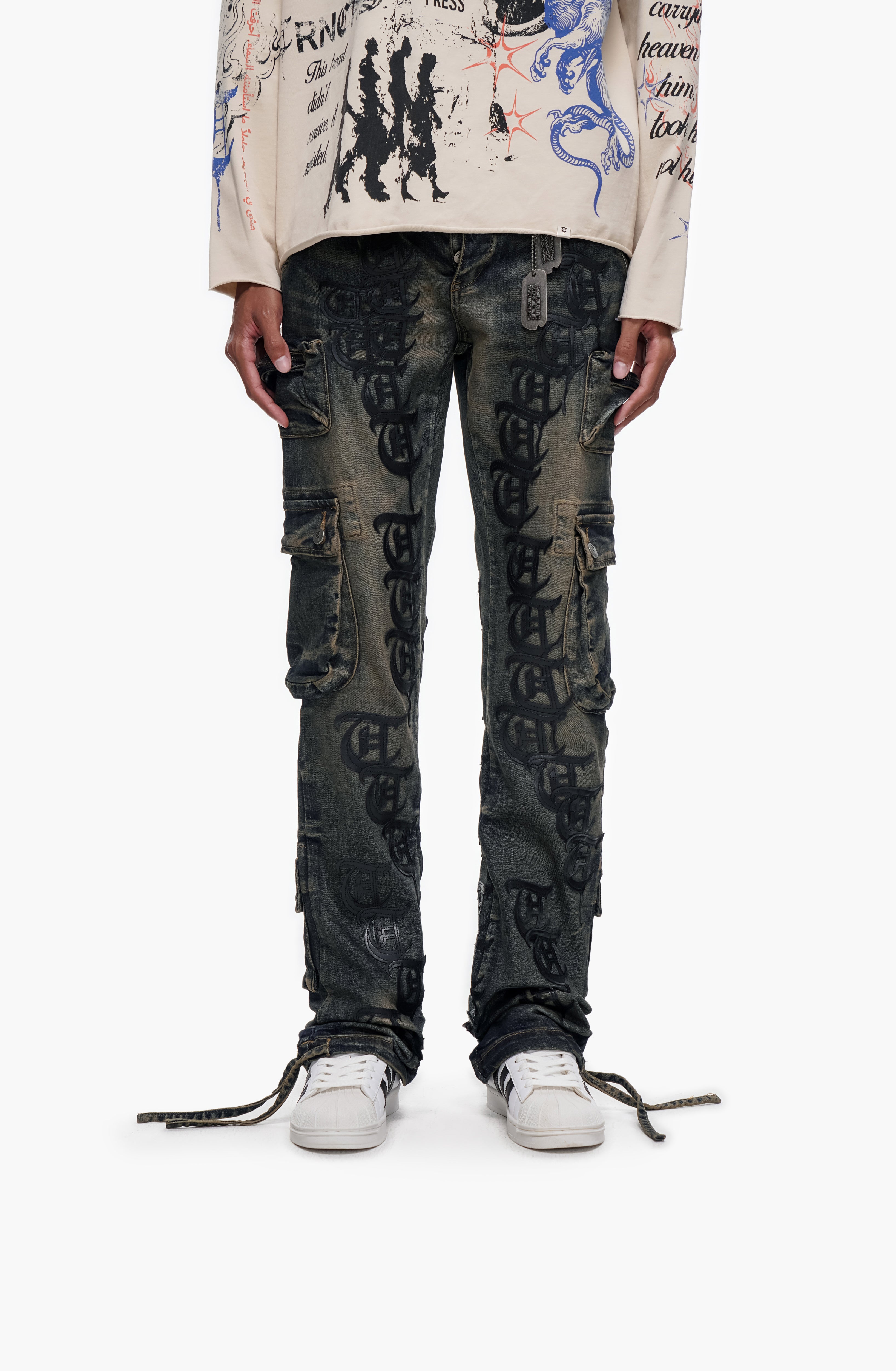 "KHANDAQ" Medium Blue Cargo Denim