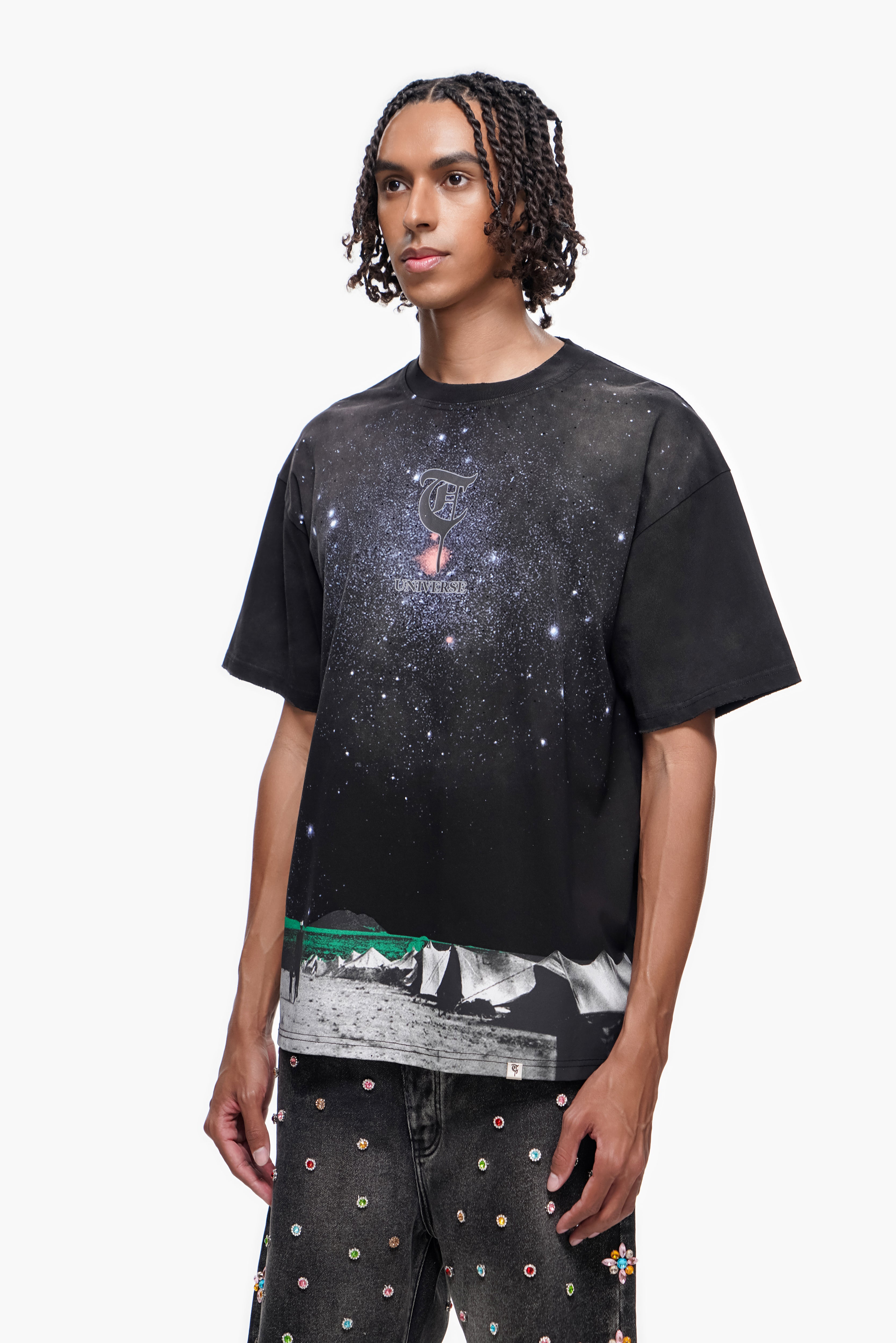 "LIGHT FROM BELOW" Black tee