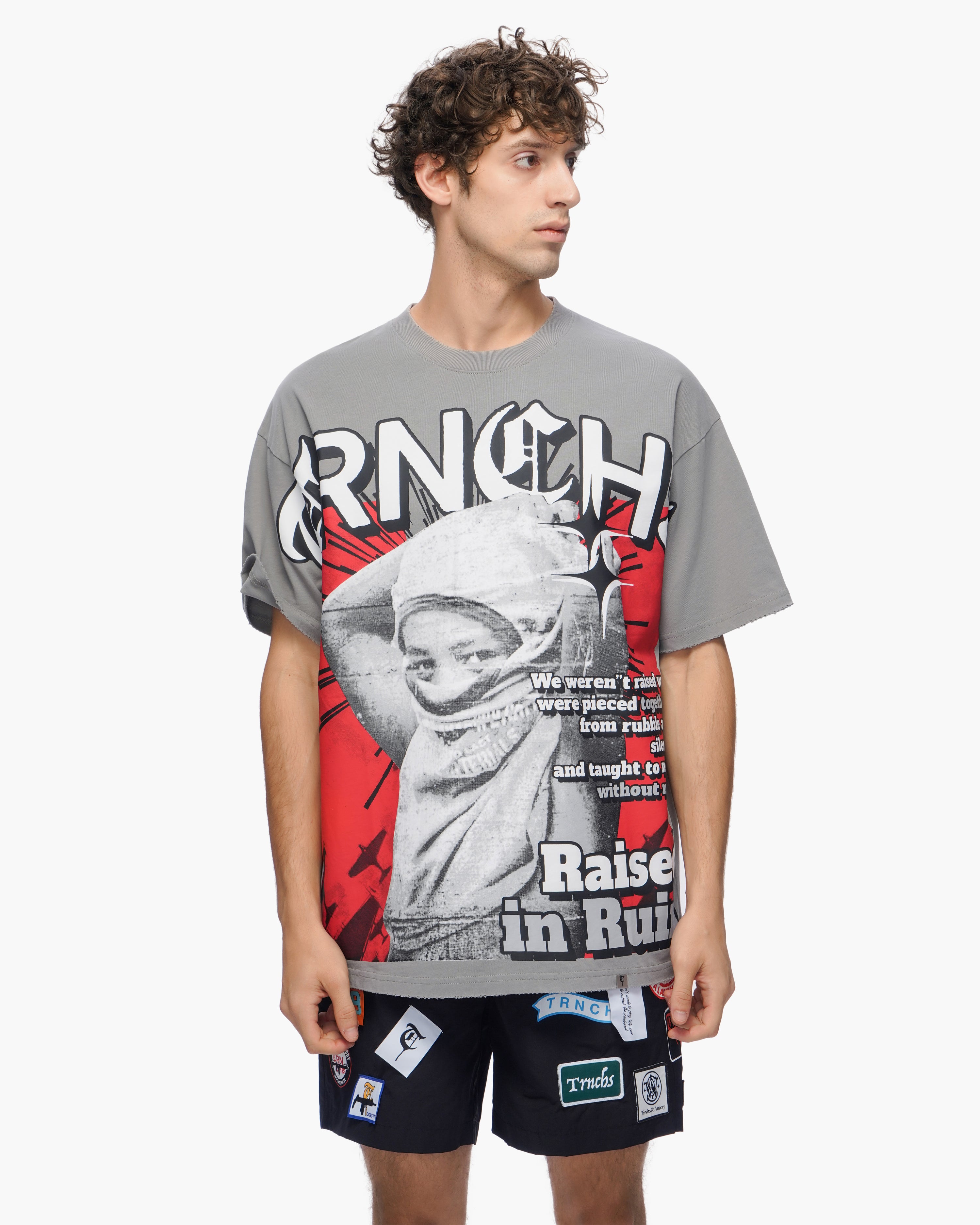 "RAISED IN RUIN" Grey Tee