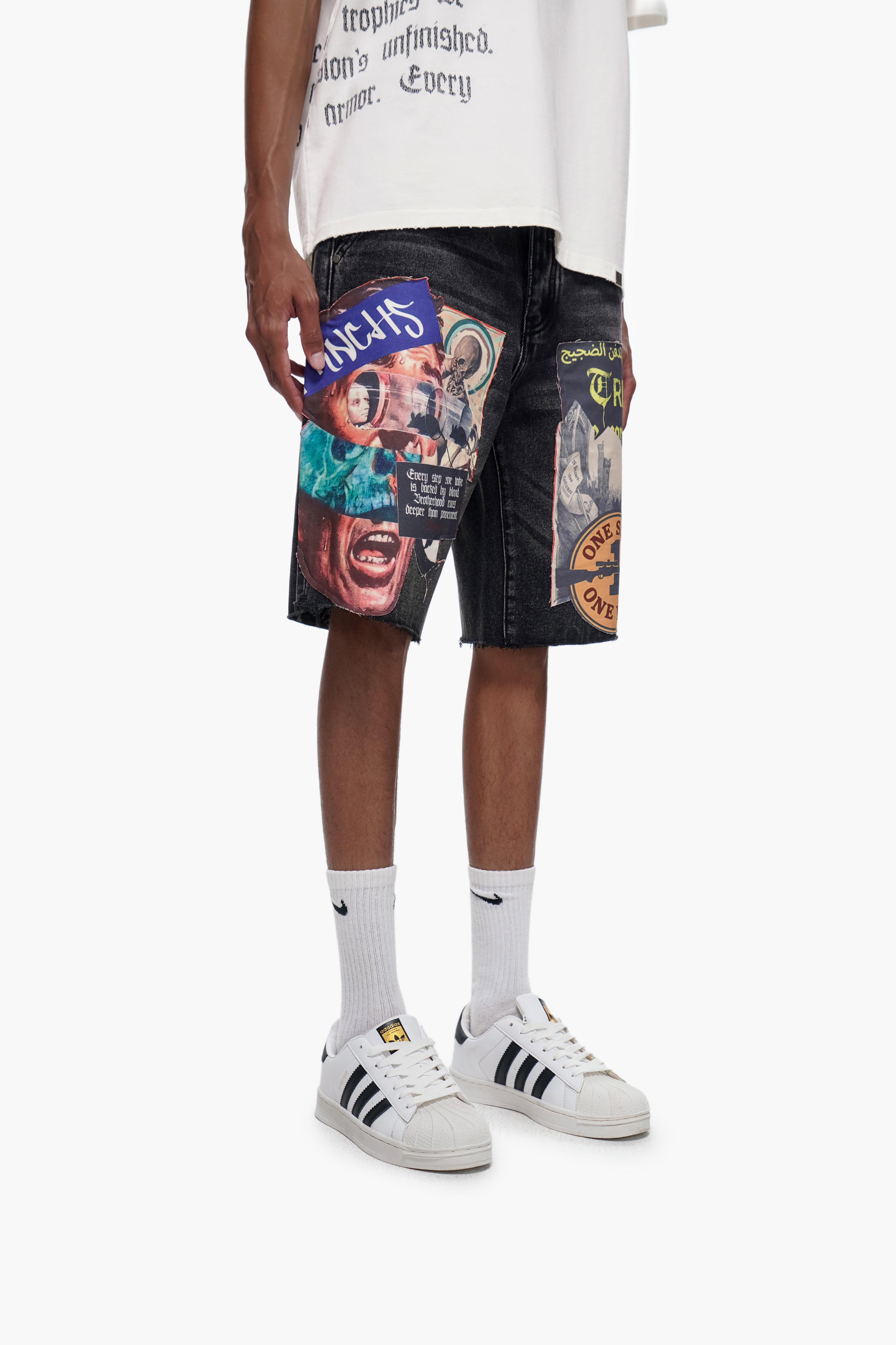 COLLAGE - Black Wash Denim Shorts