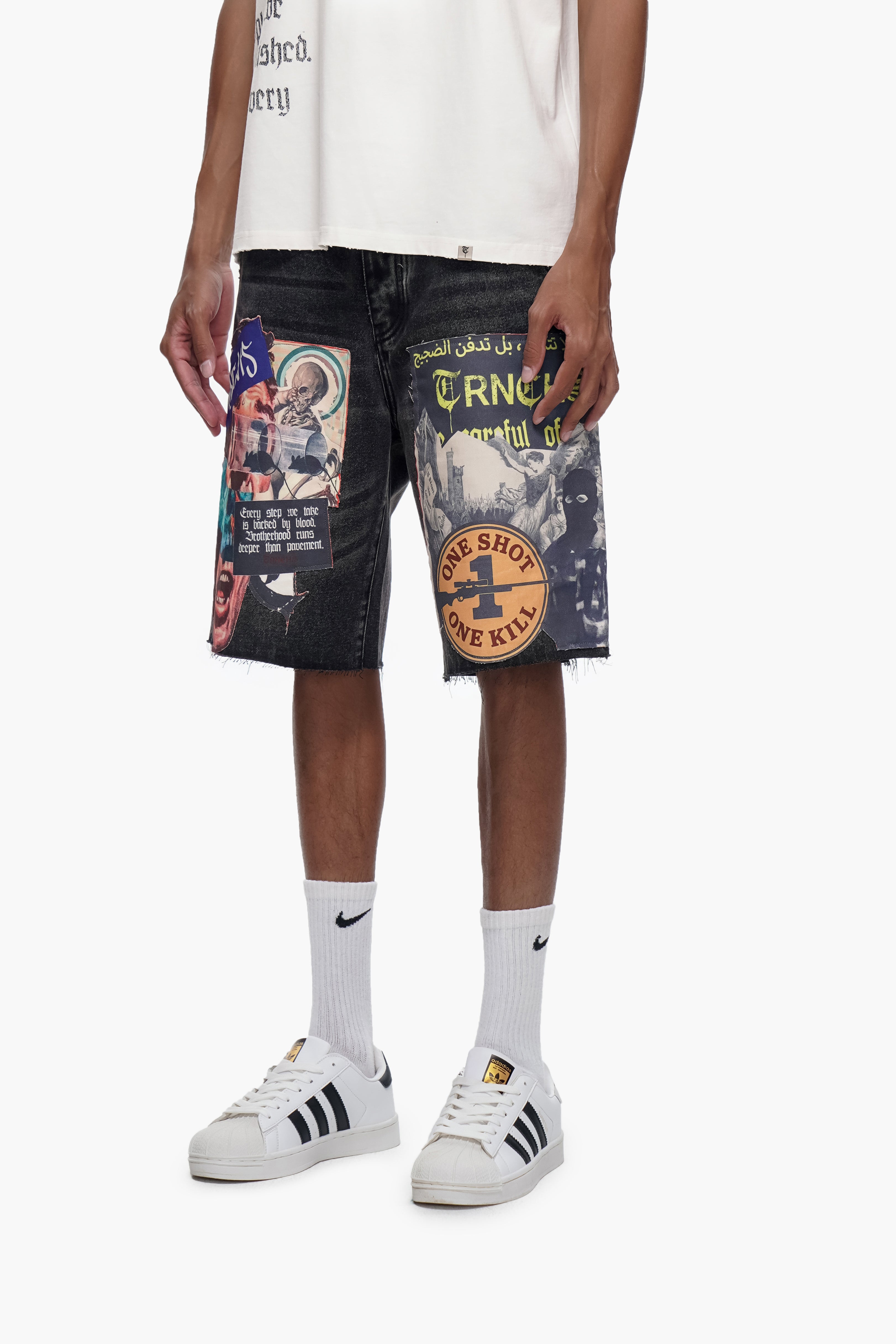 COLLAGE - Black Wash Denim Shorts