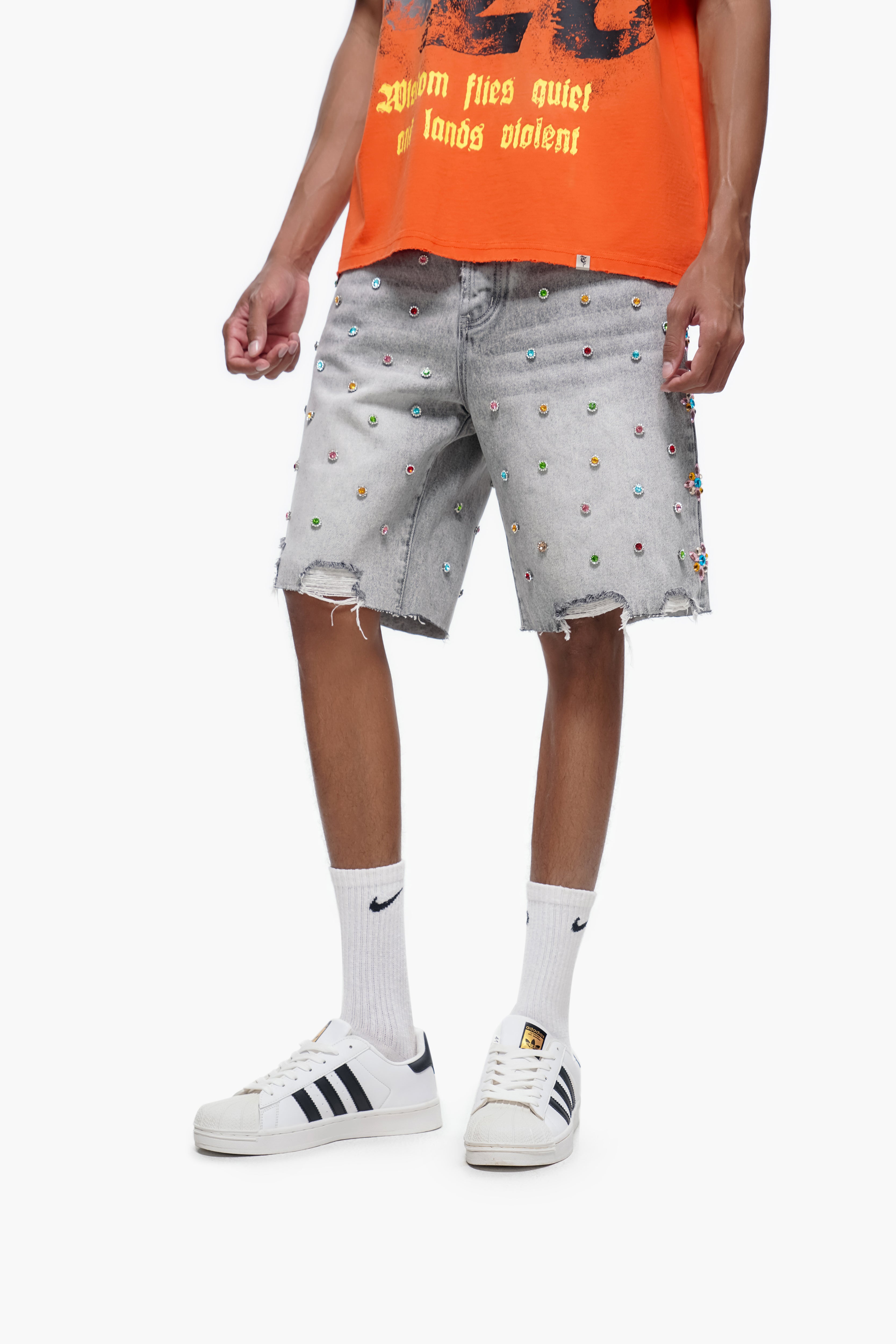 BOUNTY - Gray Wash Denim Shorts