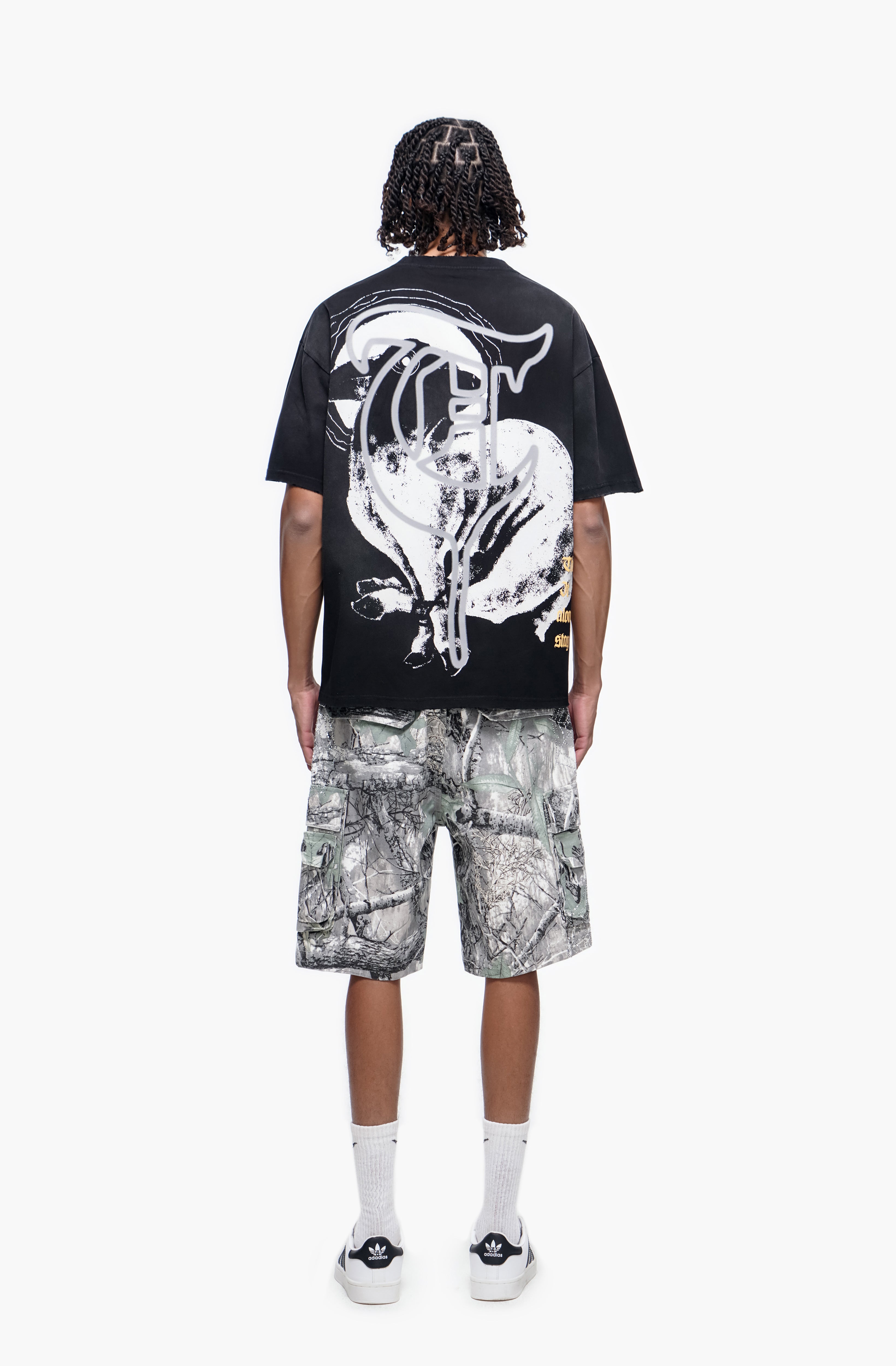 ABANDON - Gray Camo Denim Shorts