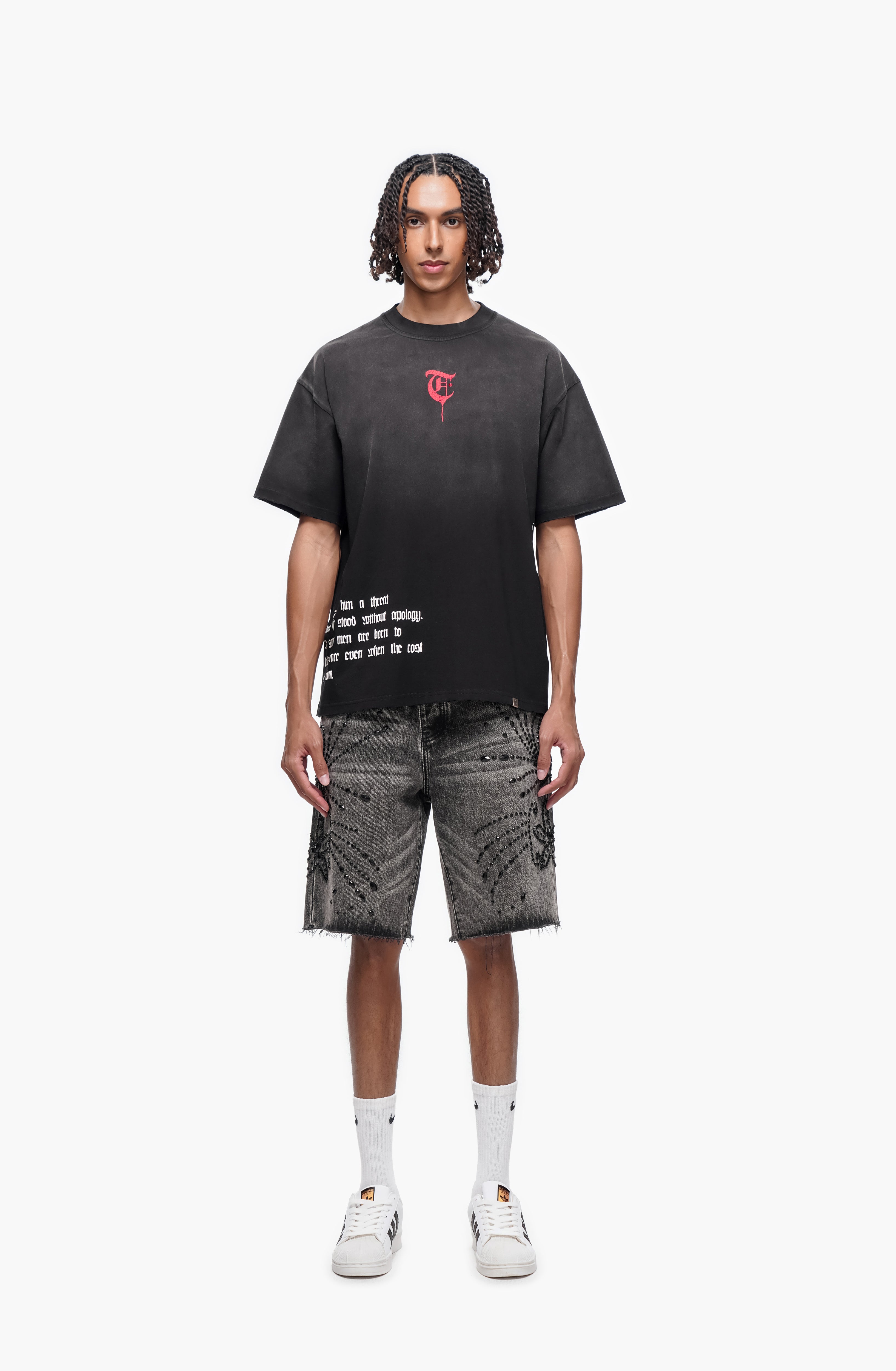 VENOM - Gray Wash Denim Shorts