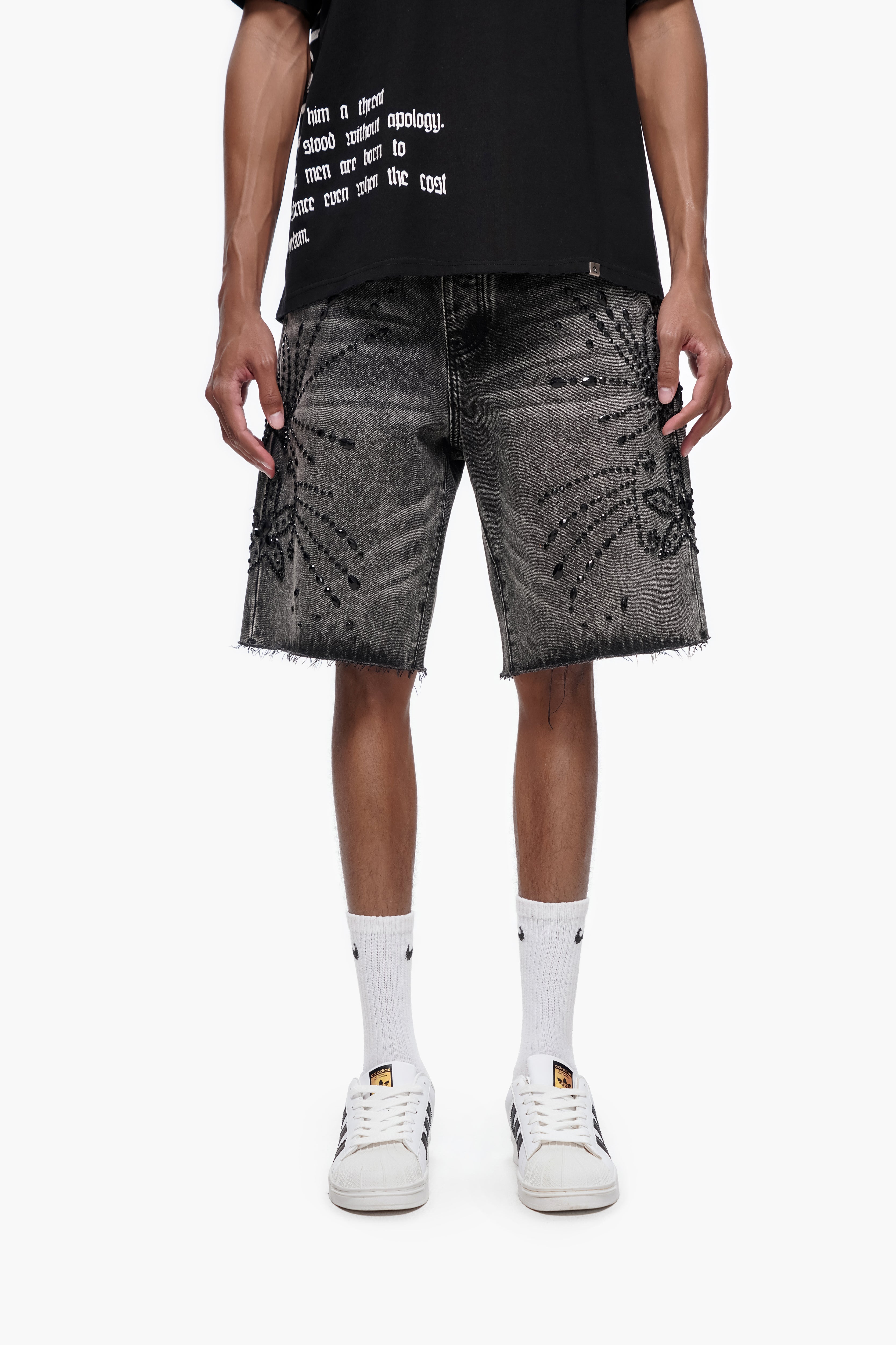 VENOM - Gray Wash Denim Shorts