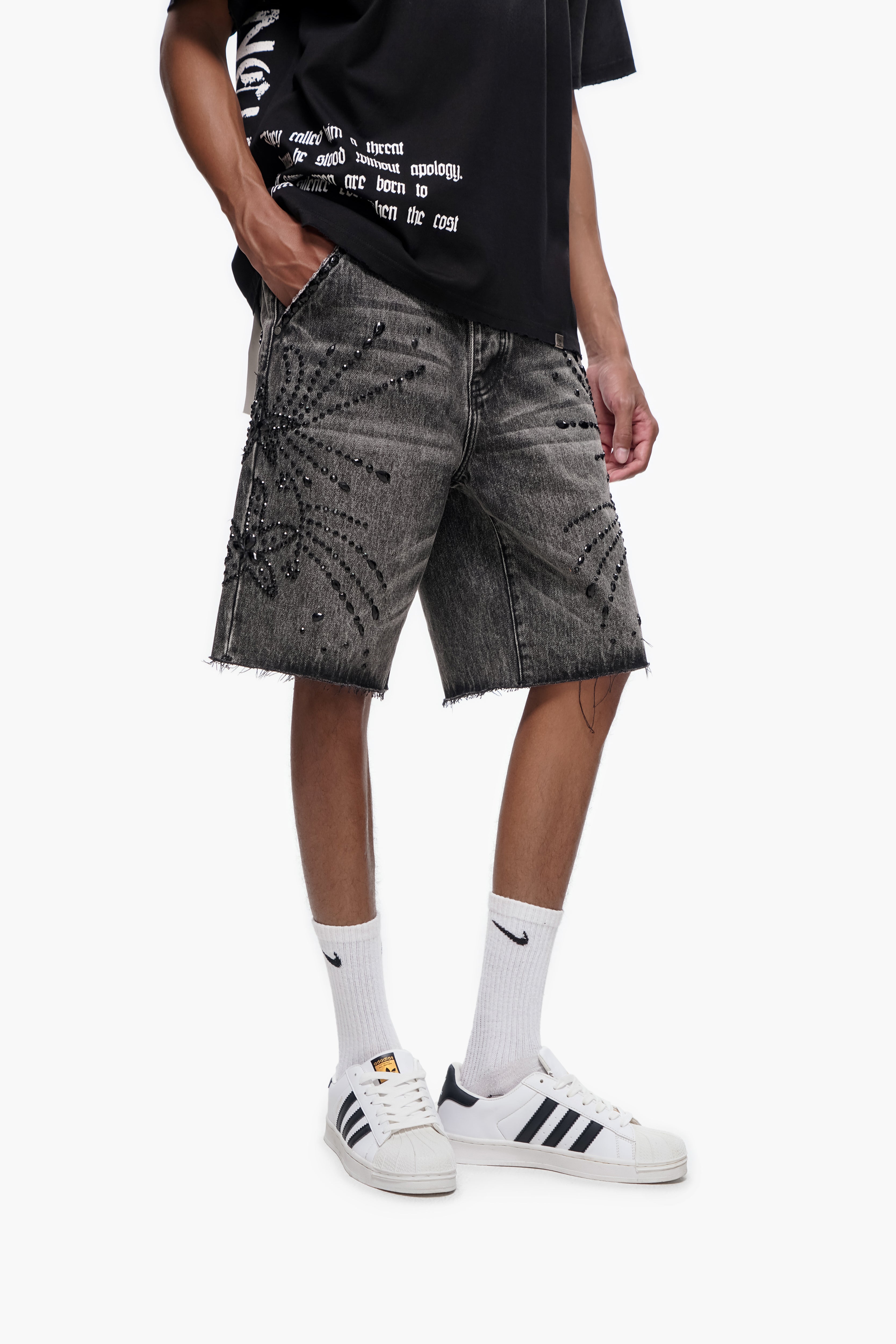 VENOM - Gray Wash Denim Shorts