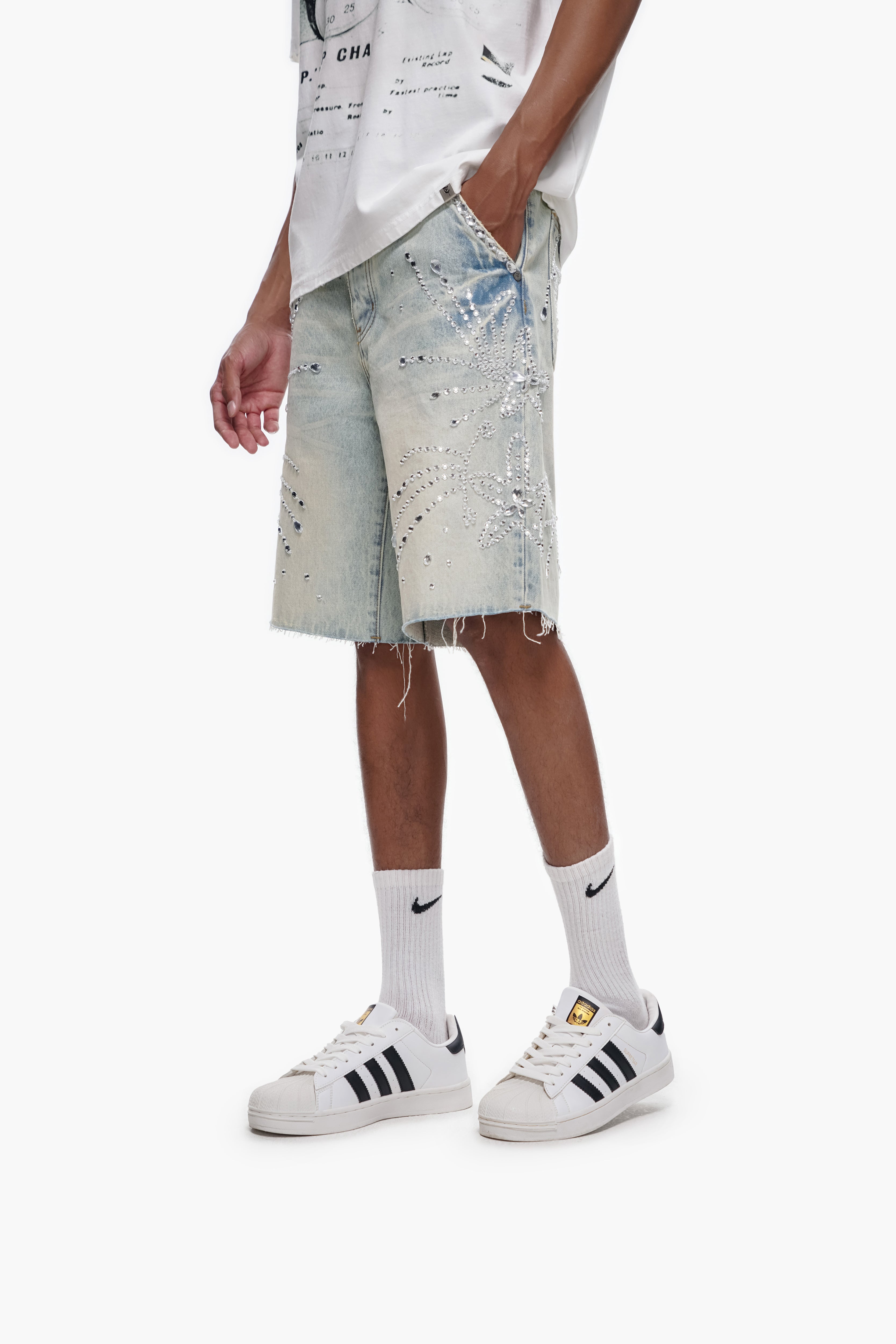 VENOM - Light Blue Wash Denim Shorts