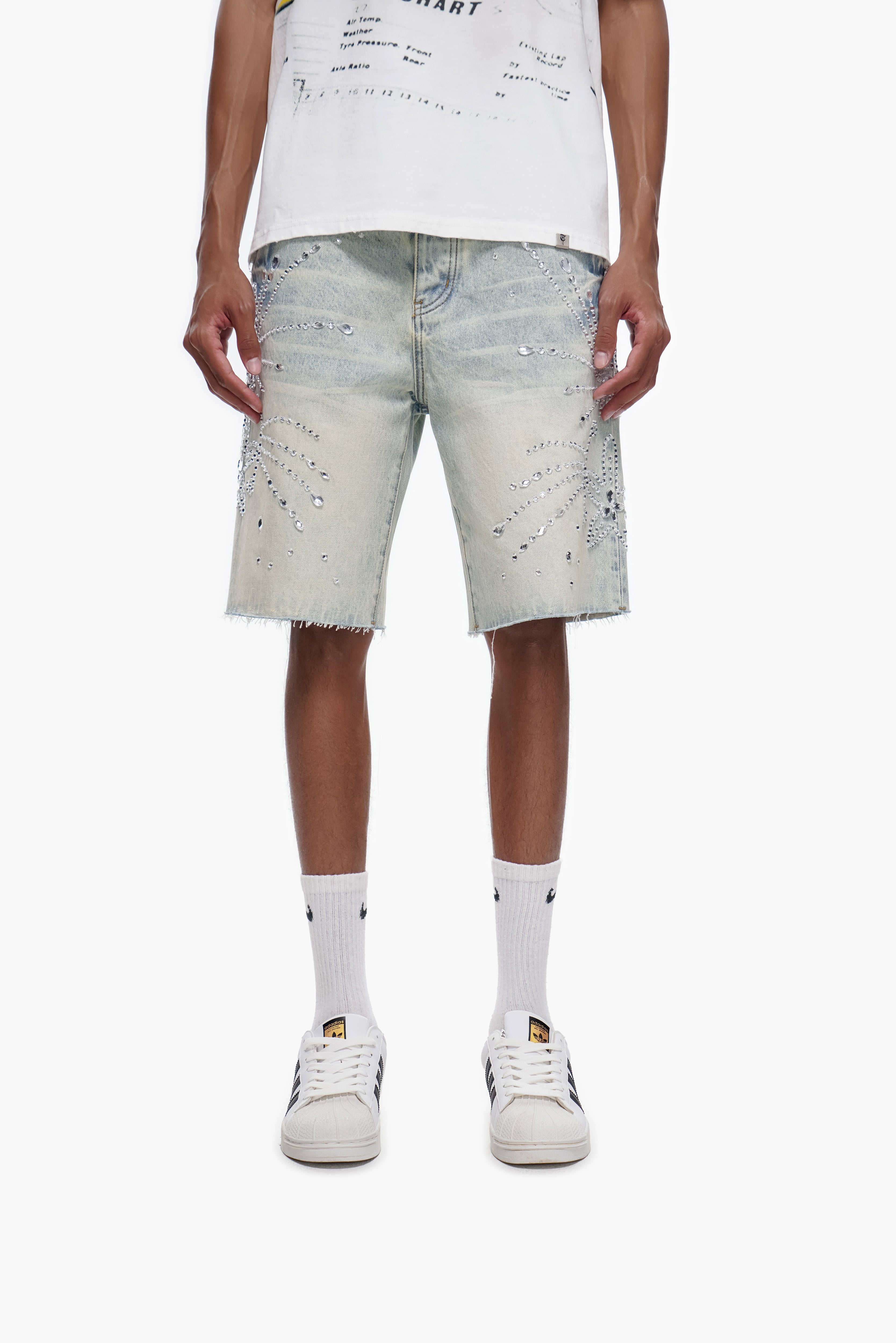 VENOM - Light Blue Wash Denim Shorts