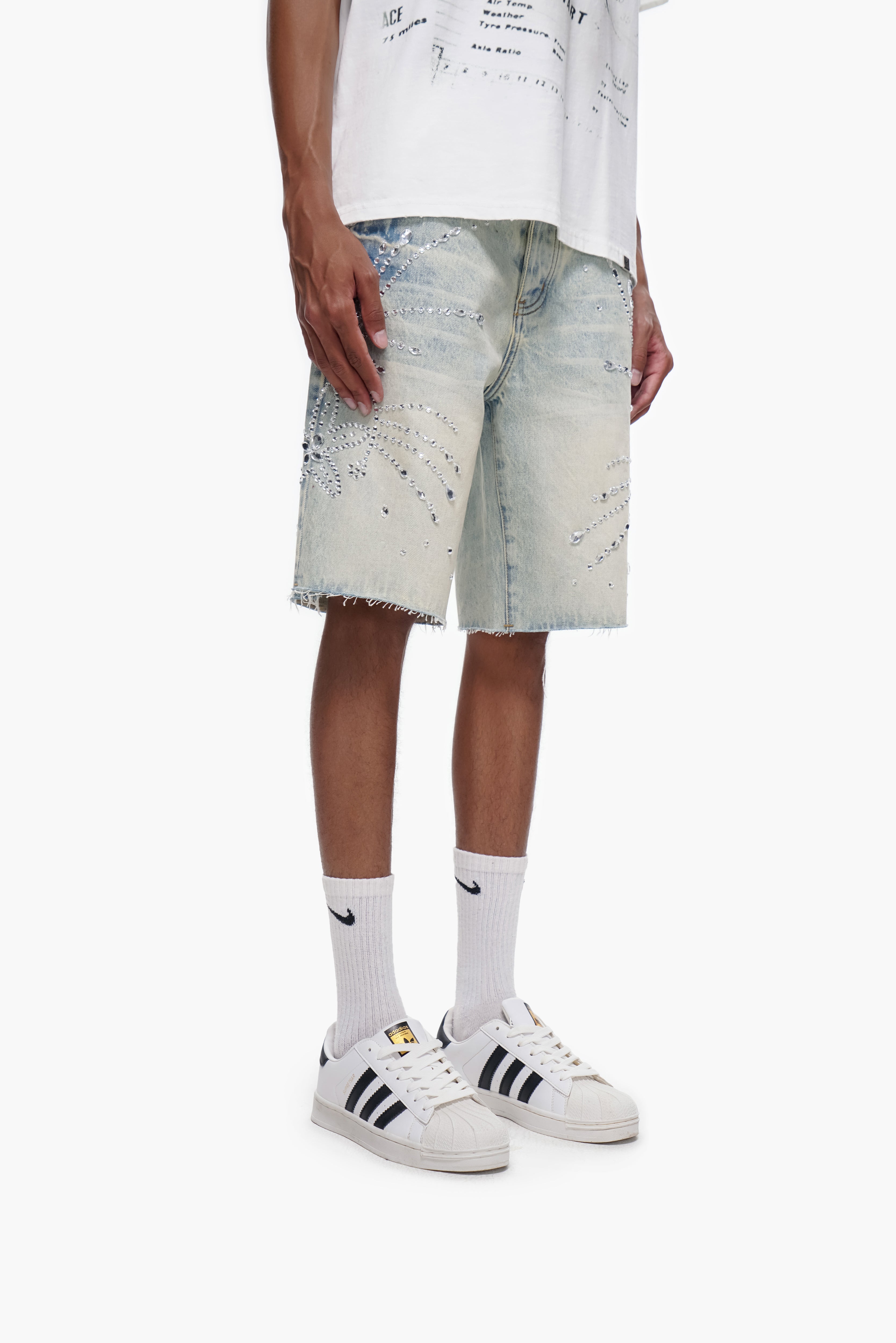 VENOM - Light Blue Wash Denim Shorts