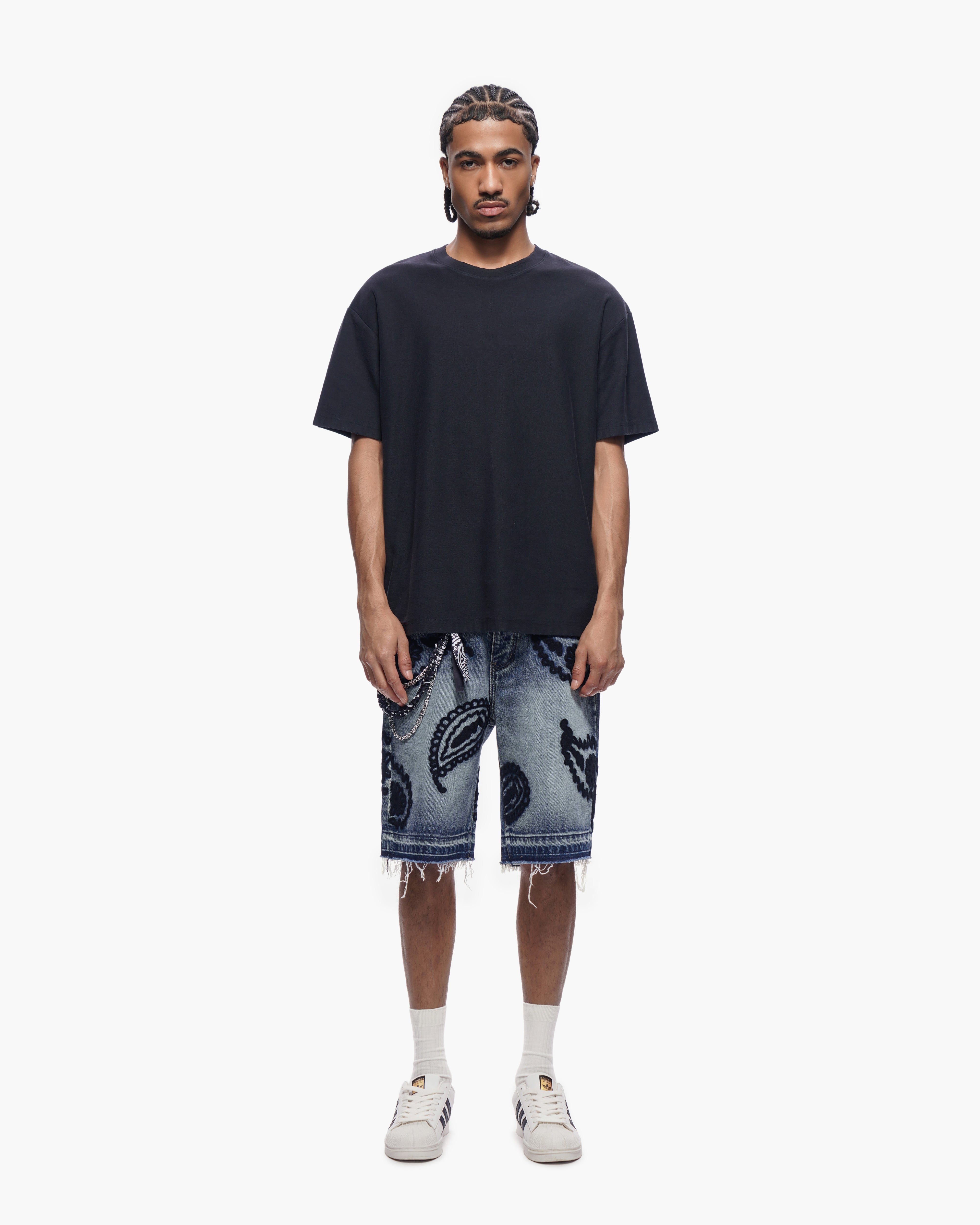 PAISLEY SHORTS - Dark Blue Wash Denim Shorts