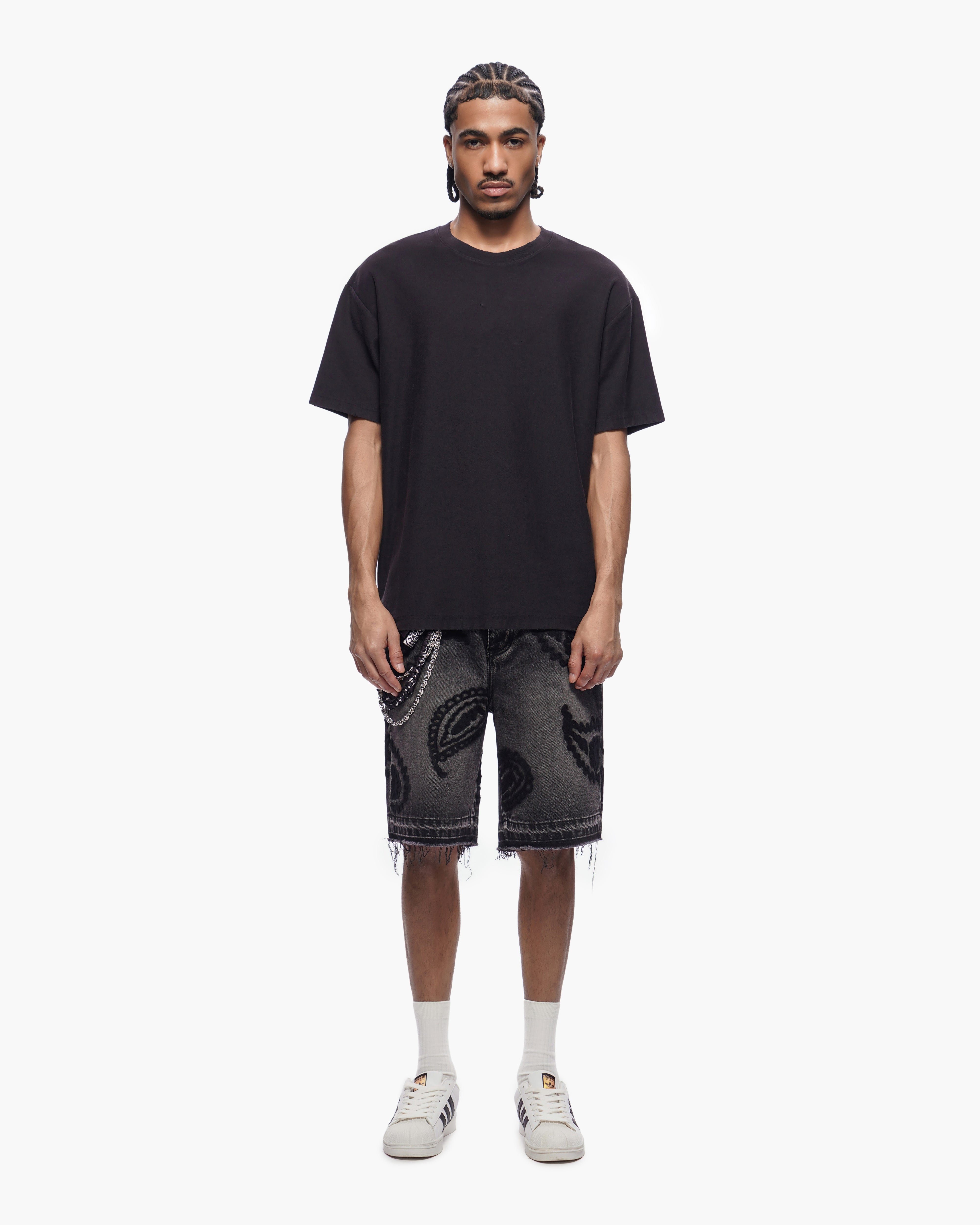 PAISLEY SHORTS - Black Wash Denim Shorts