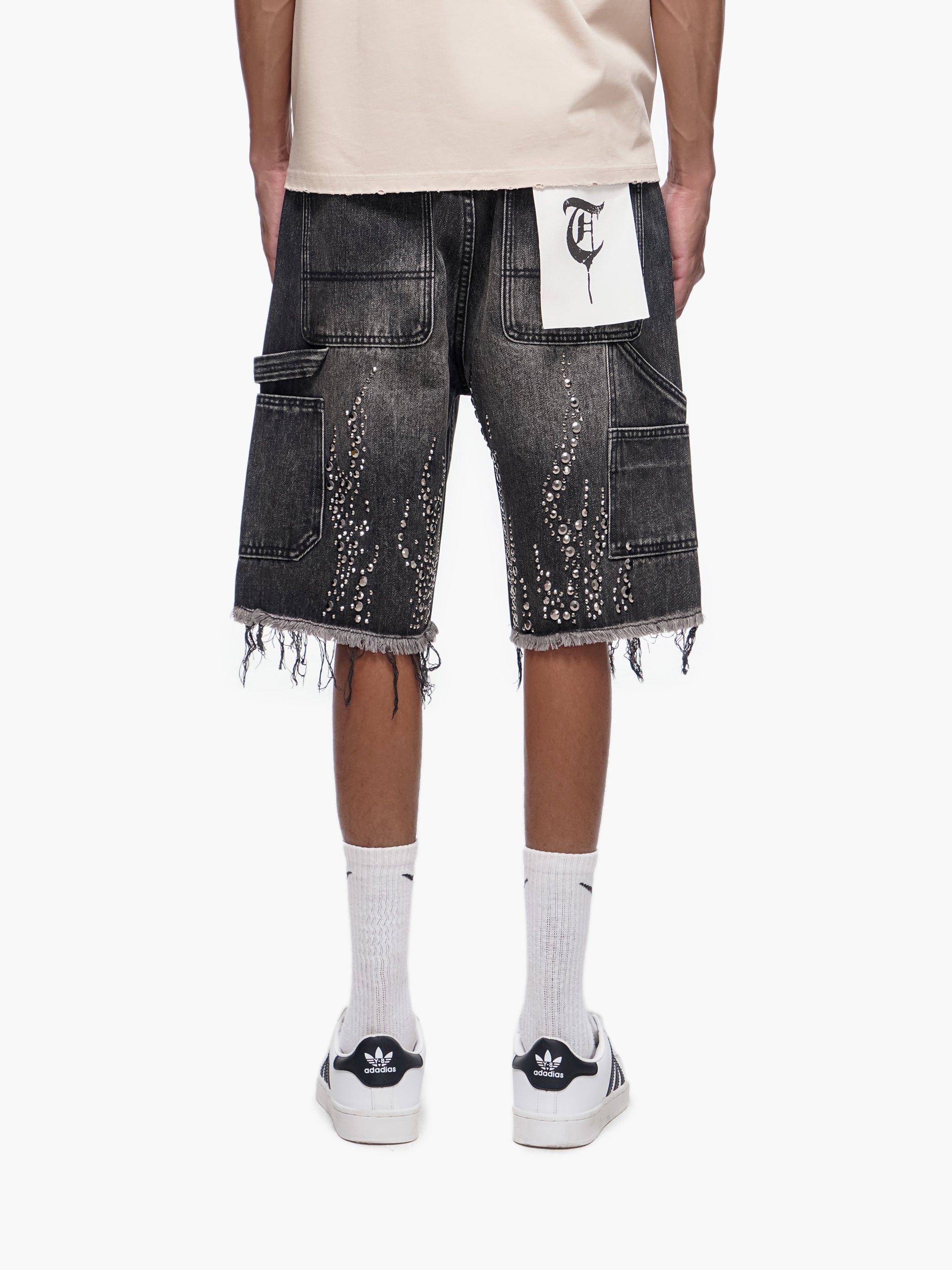 SHRAPNEL - Black Wash Denim Shorts