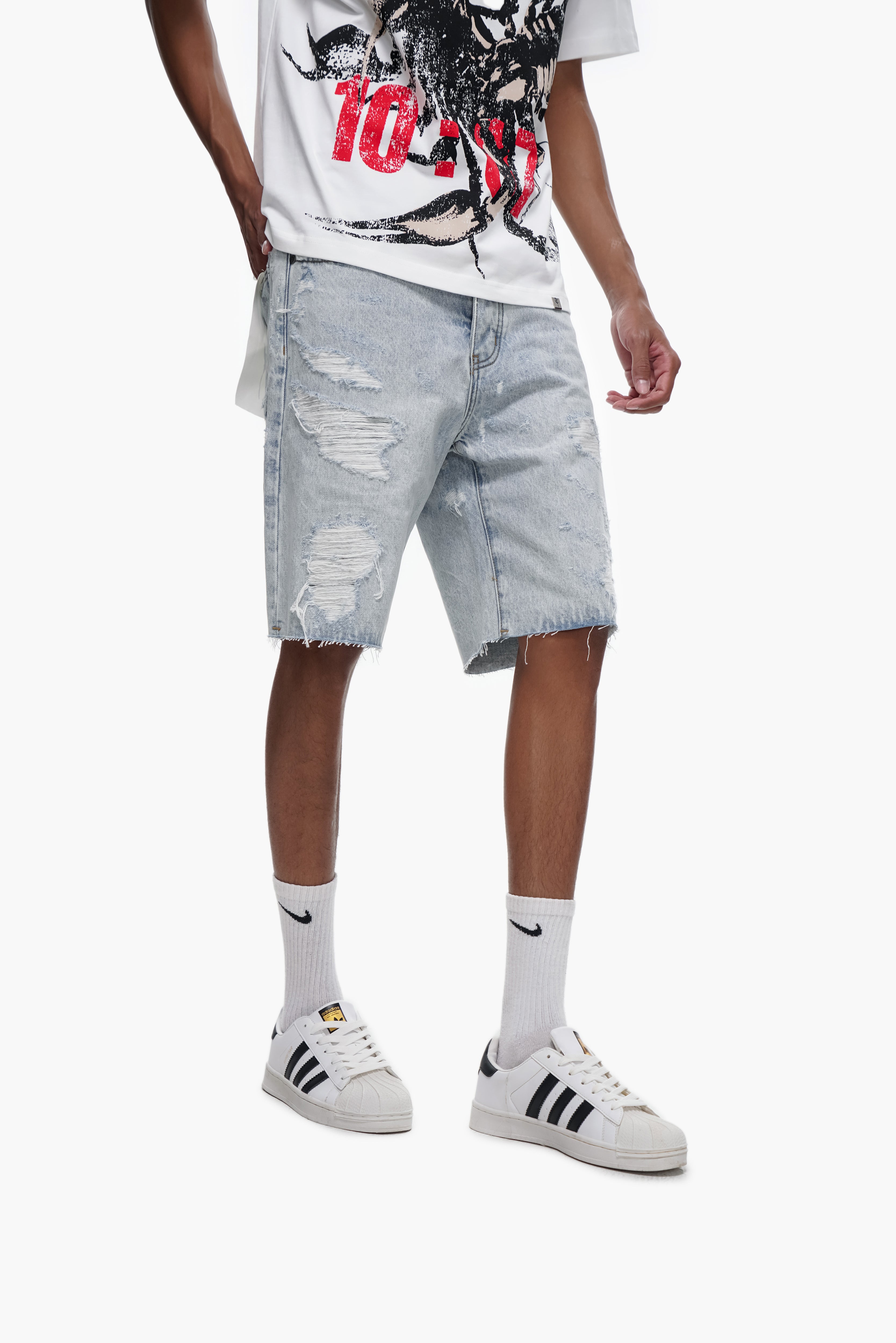 DISTRICT - Light Blue Wash Denim Shorts