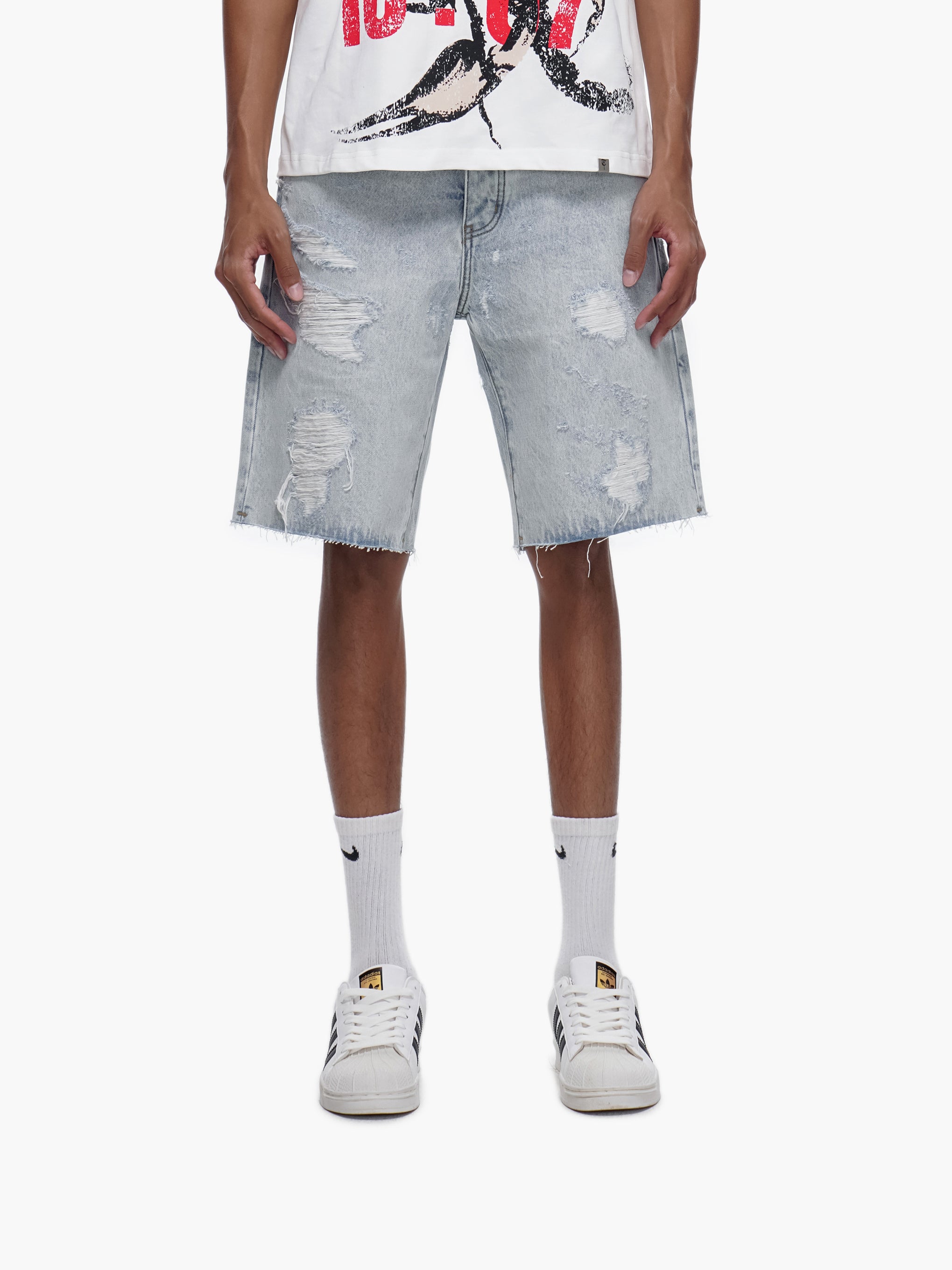 DISTRICT - Light Blue Wash Denim Shorts