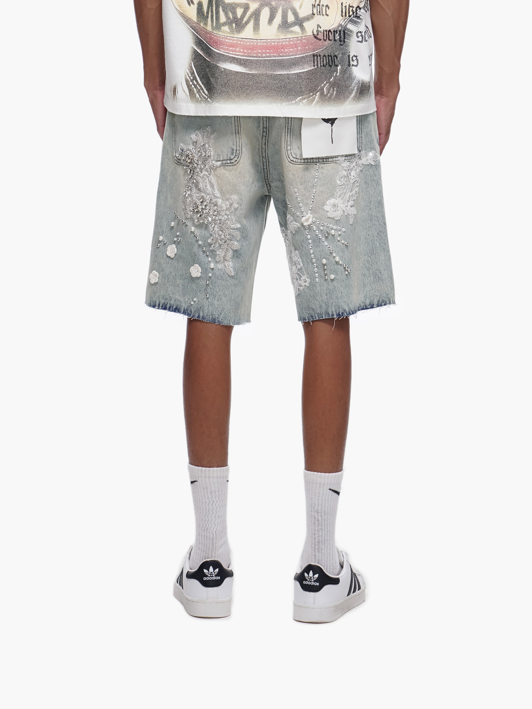 STITCHED - Light Blue Wash denim Shorts