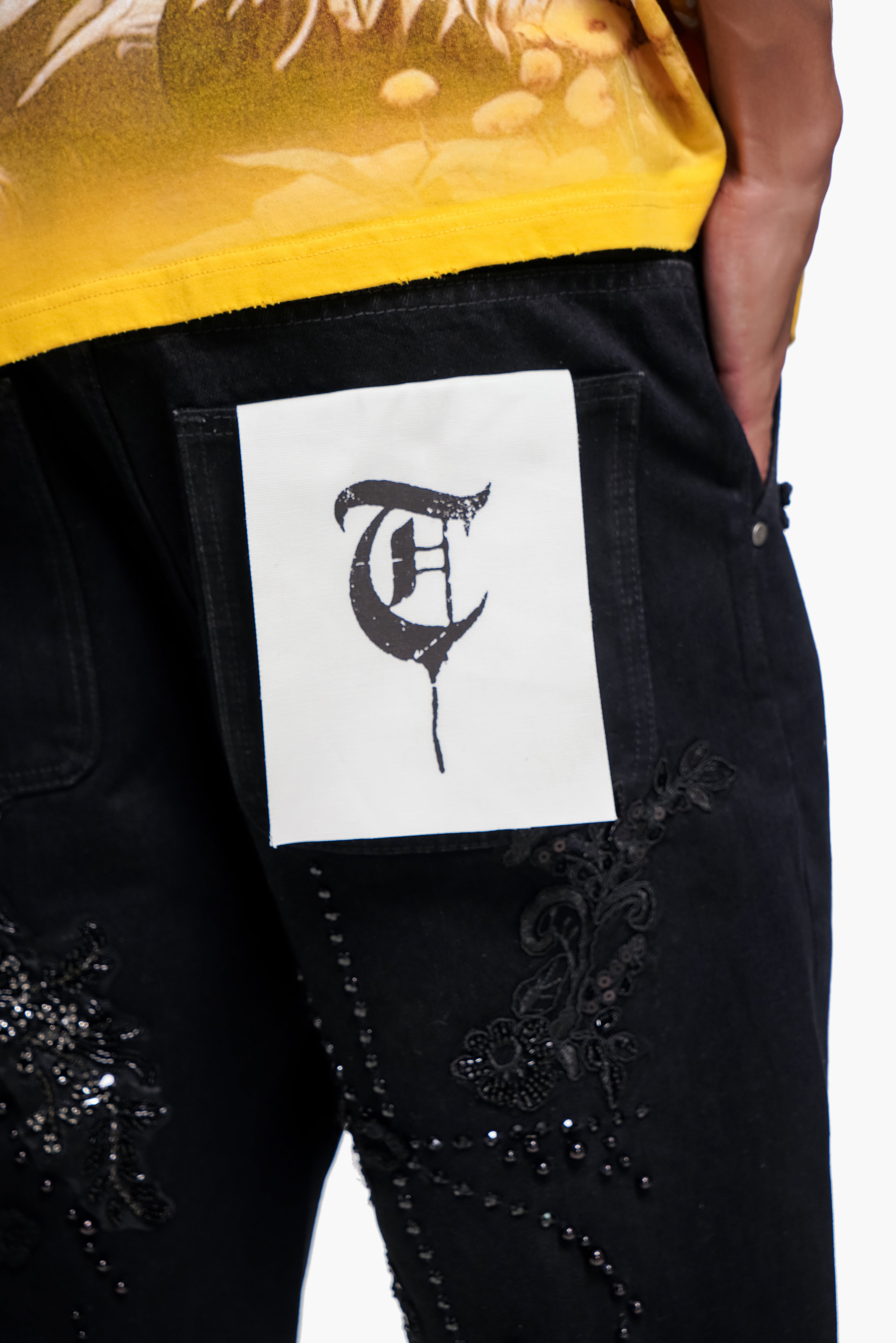 STITCHED - Black Denim Shorts