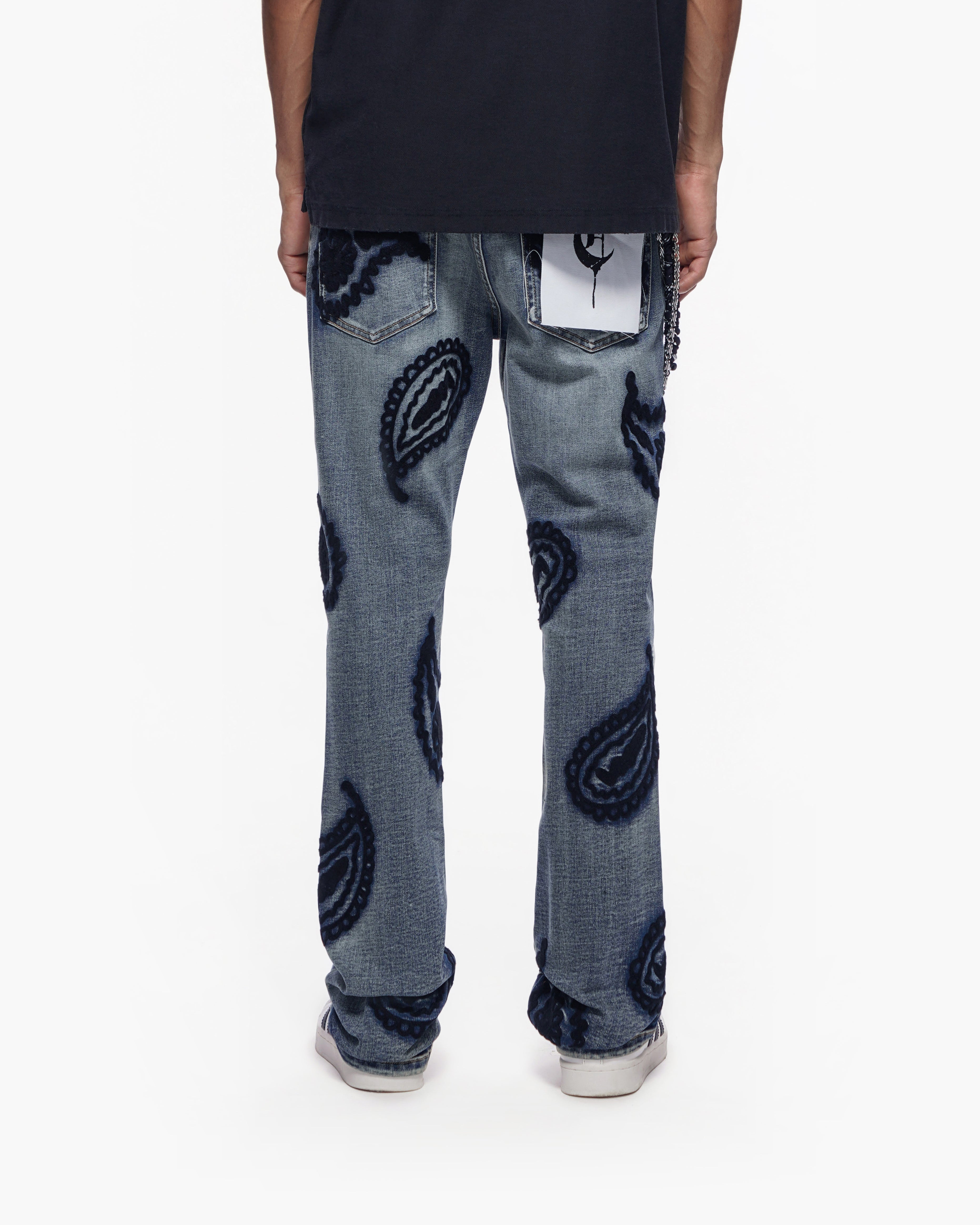 PAISLEY PANTS Dark Blue Wash Stacked Denim
