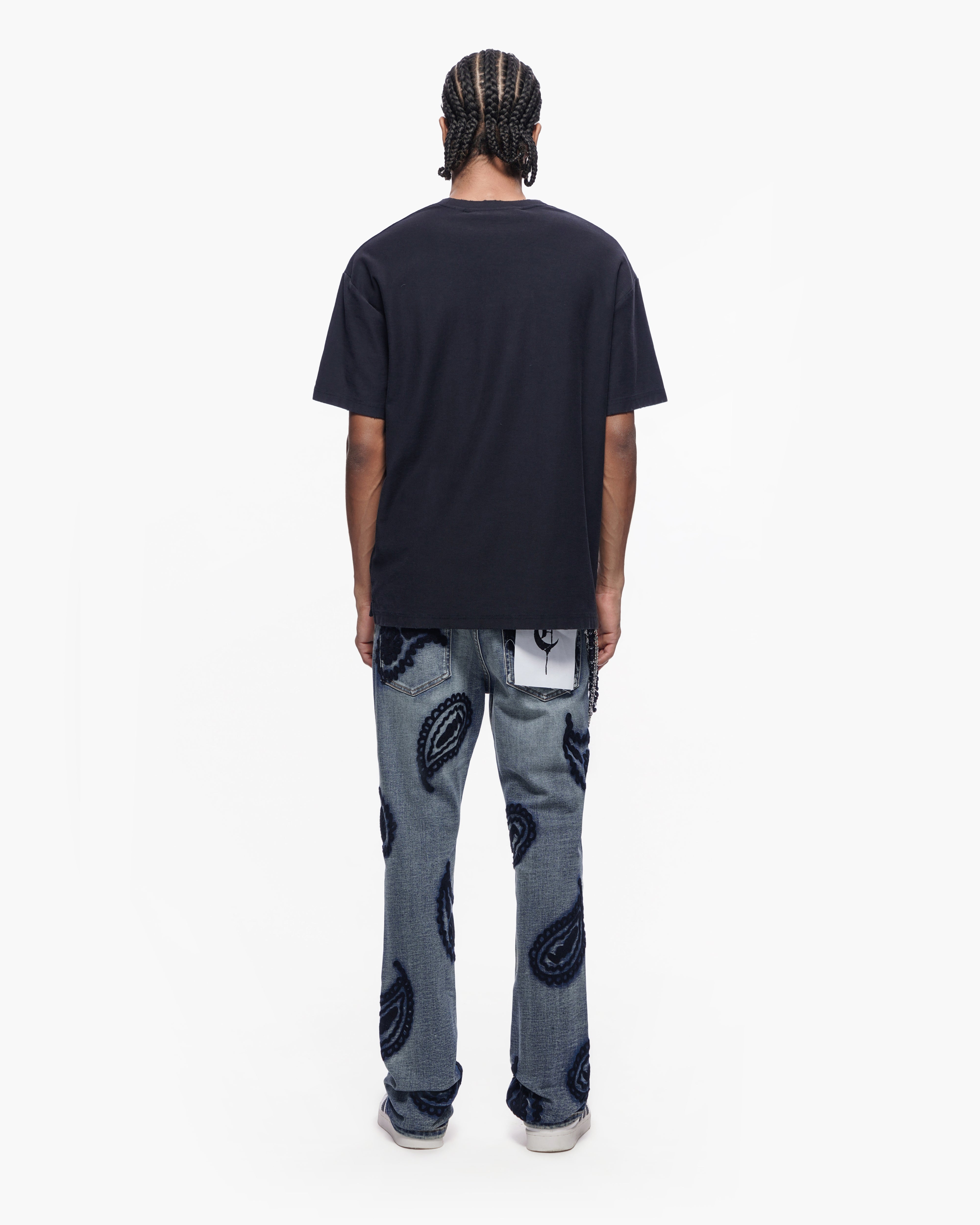 PAISLEY PANTS Dark Blue Wash Stacked Denim