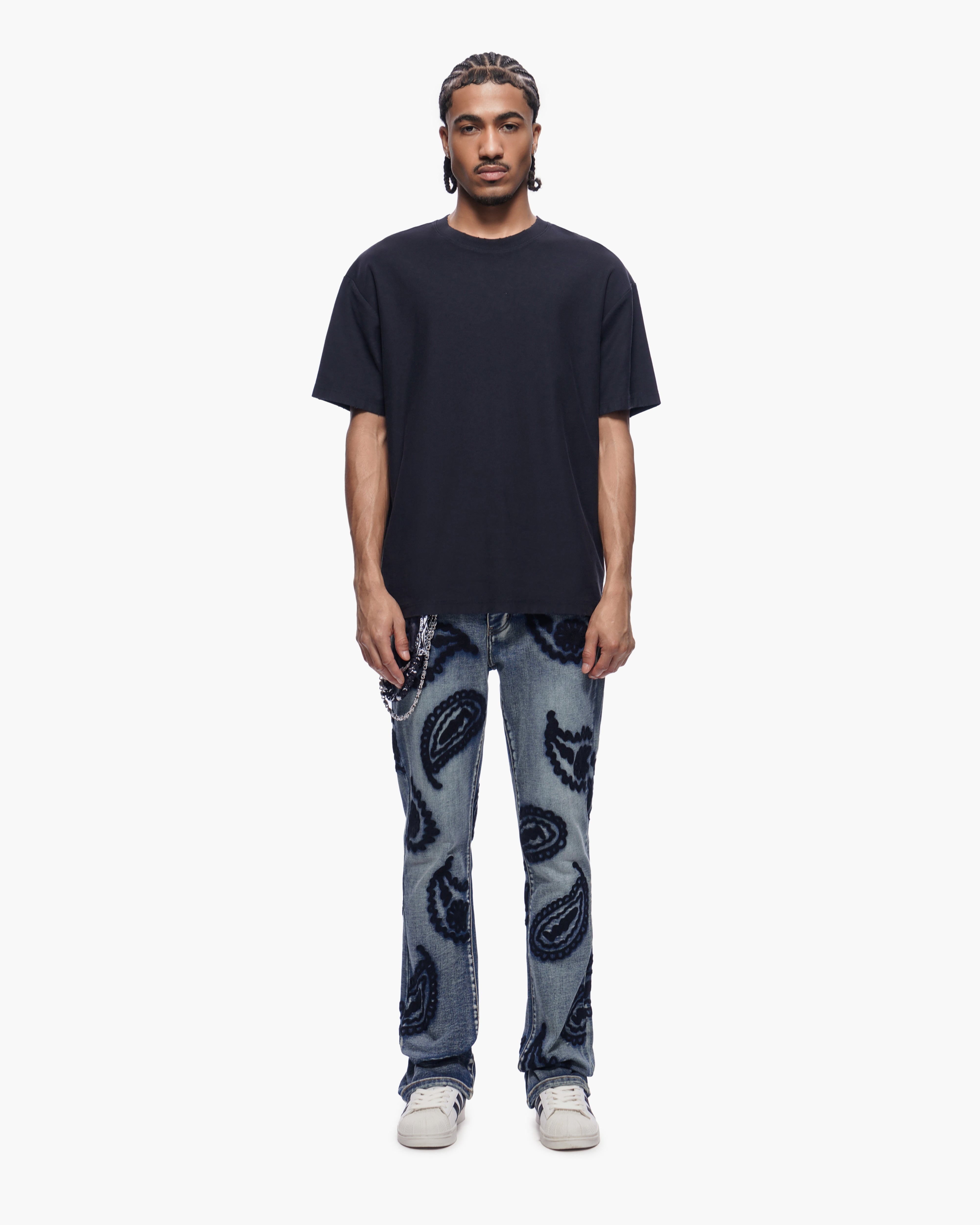 PAISLEY PANTS Dark Blue Wash Stacked Denim