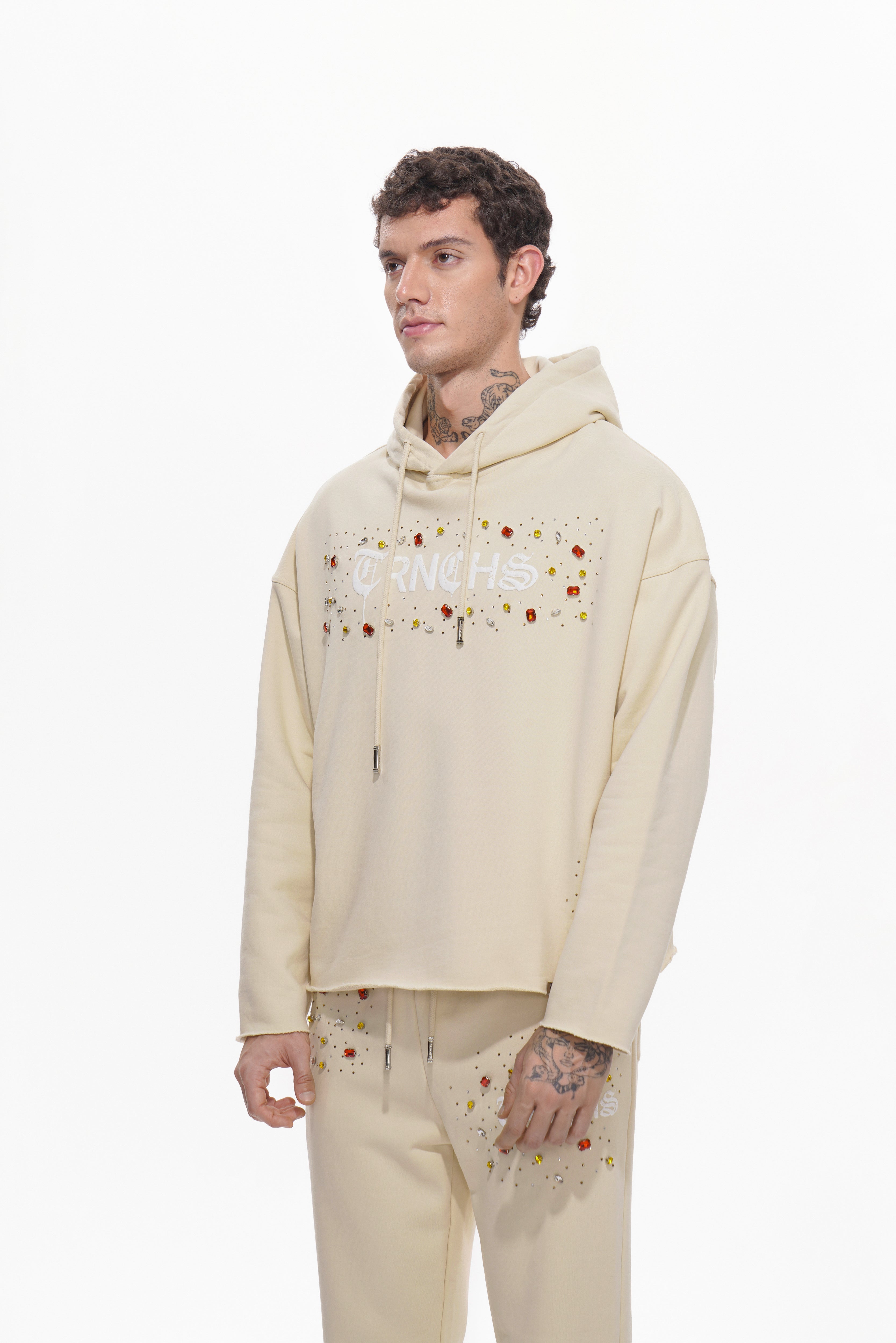 BLOOD DIAMOND Cremefarbener Kapuzenpullover