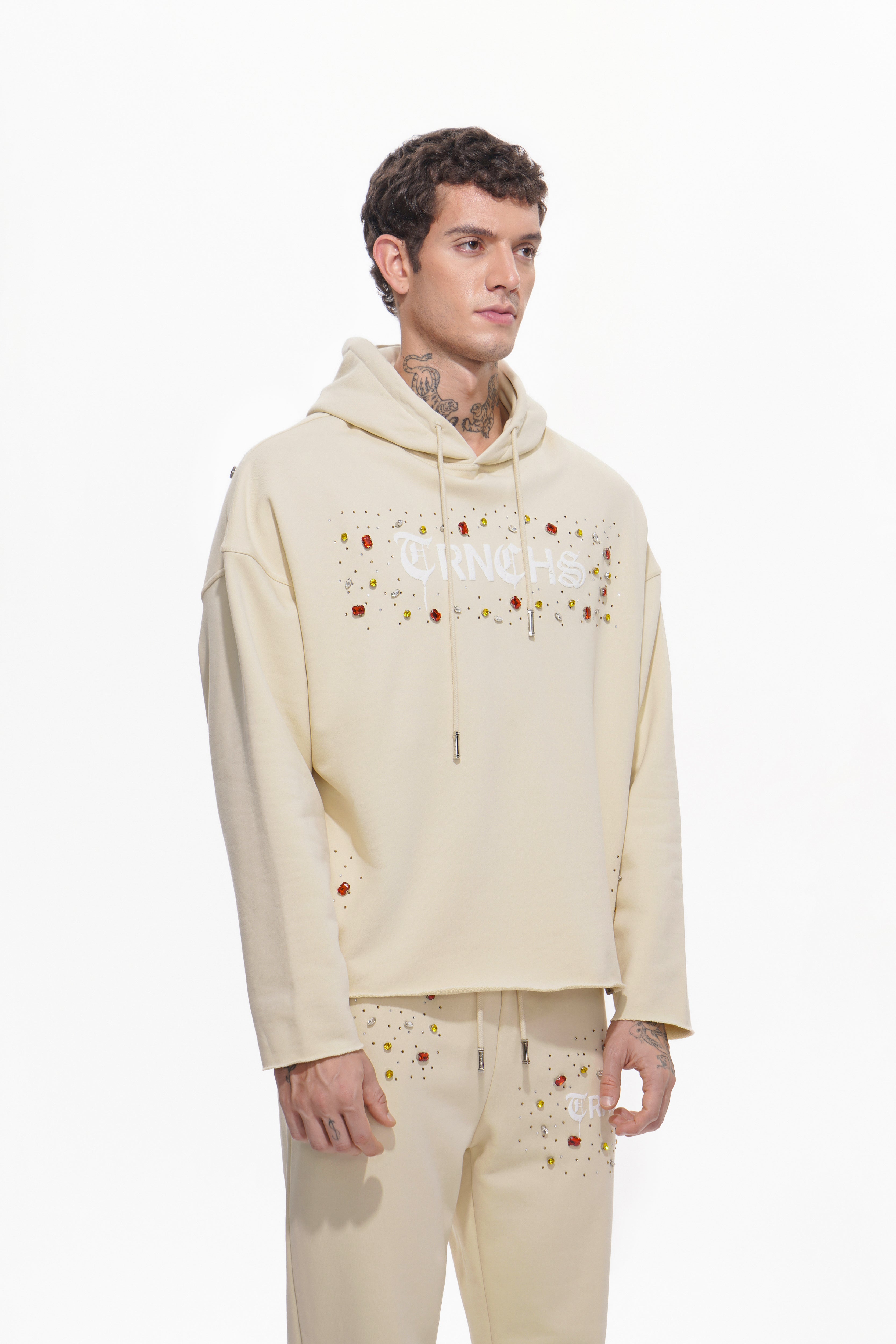 BLOOD DIAMOND Cremefarbener Kapuzenpullover