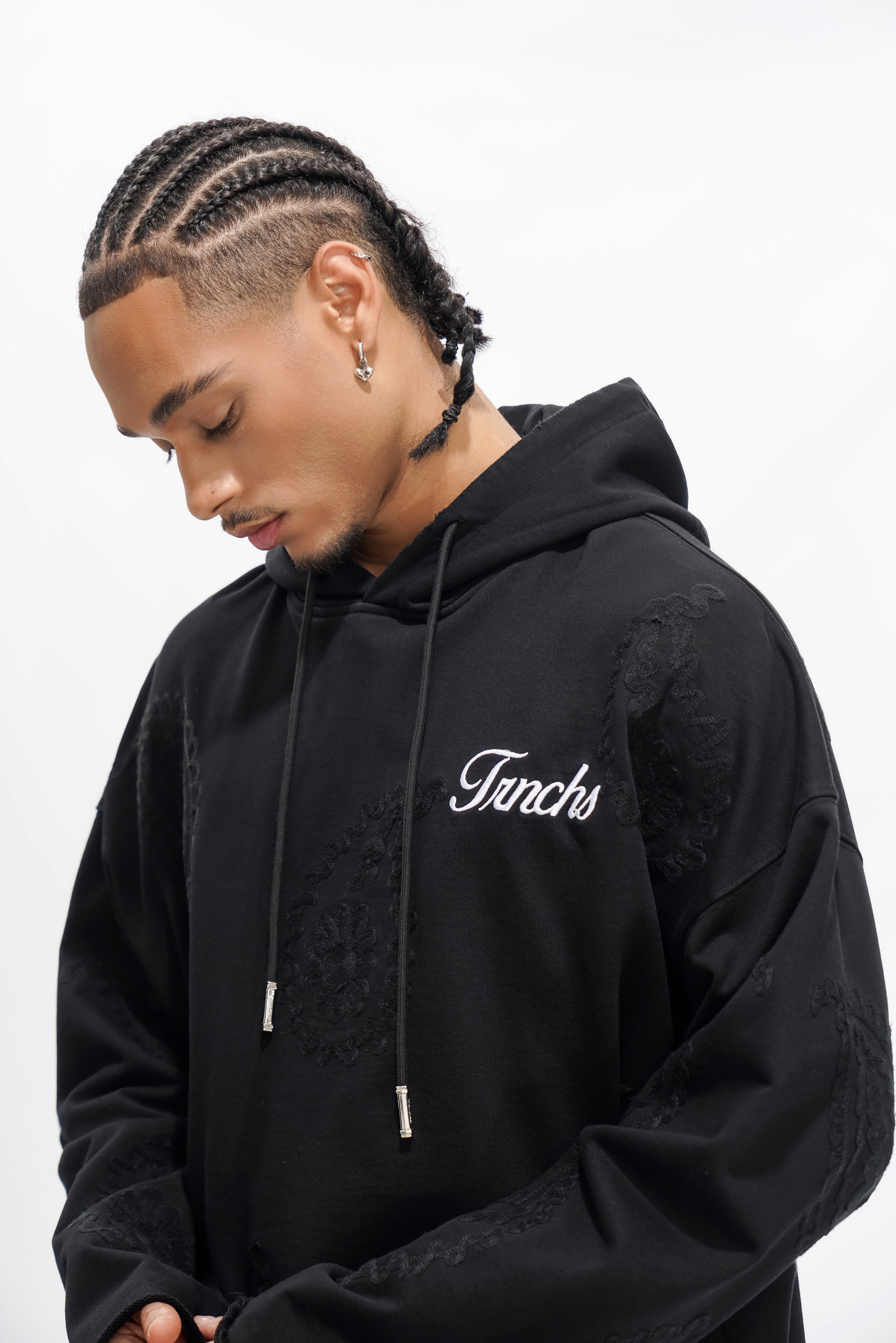 "PAISLEY COMMAND" Schwarzer Hoodie