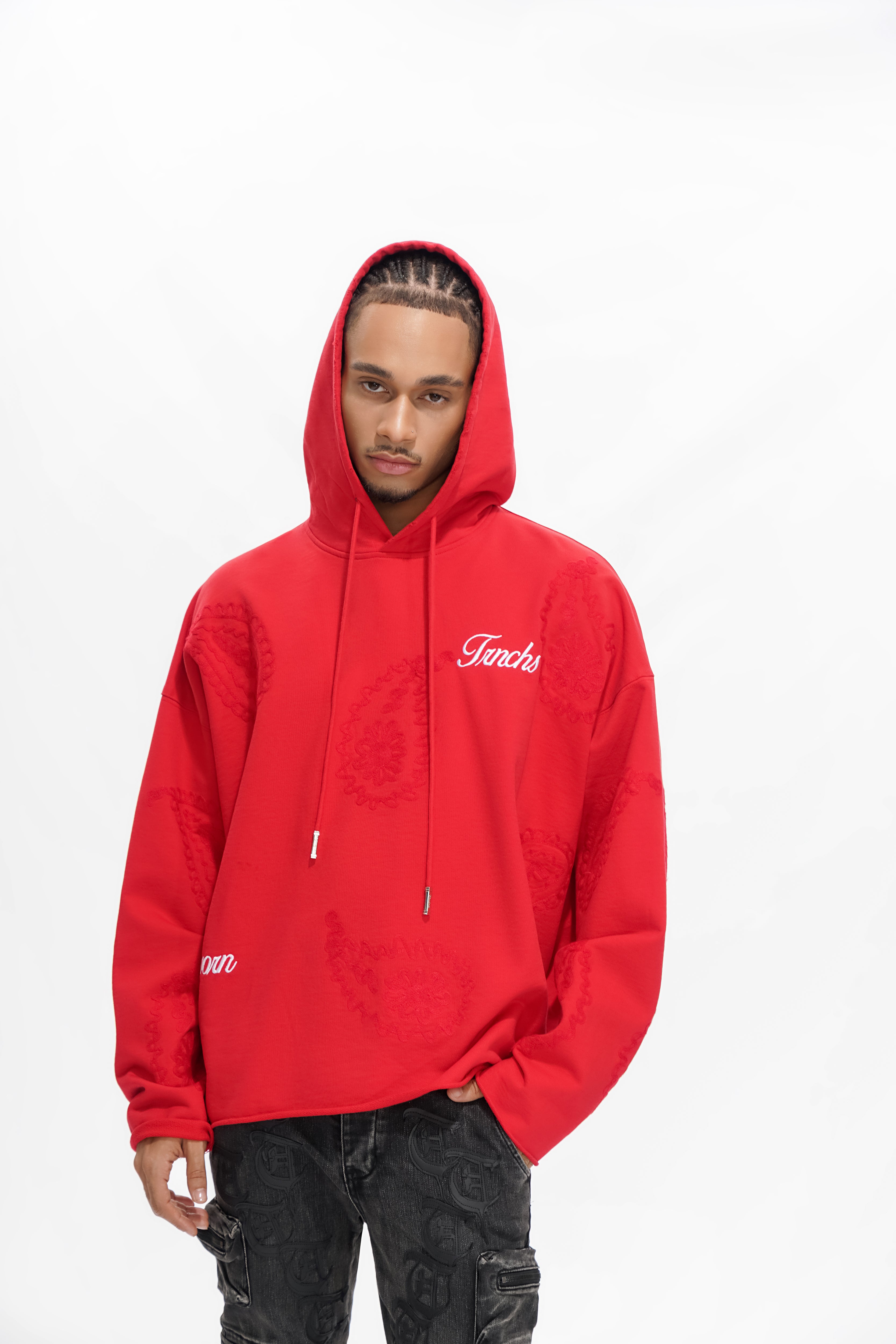 "PAISLEY COMMAND" Red Hoodie