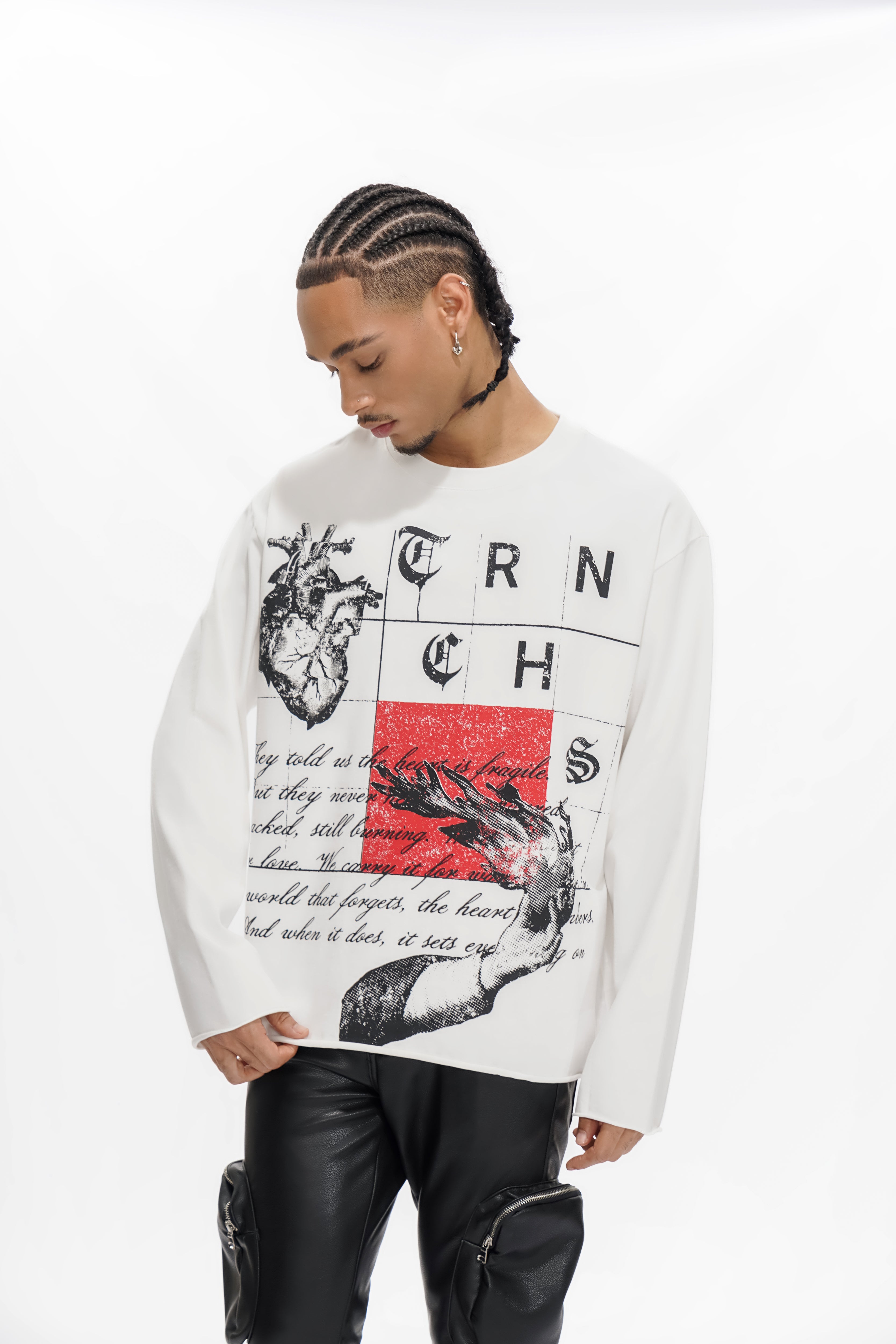 "BURNING HEART" White Long Sleeve