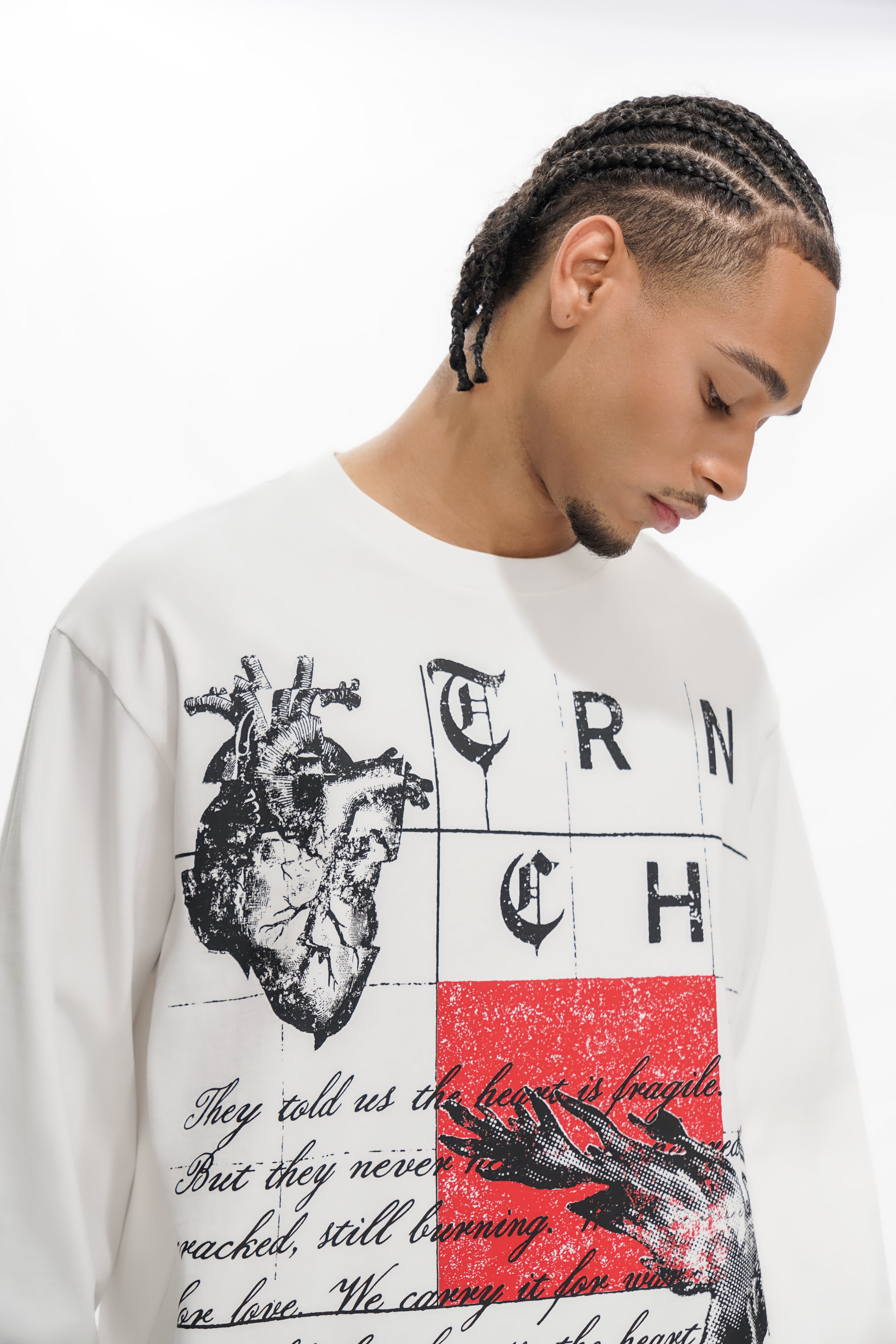 "BURNING HEART" White Long Sleeve