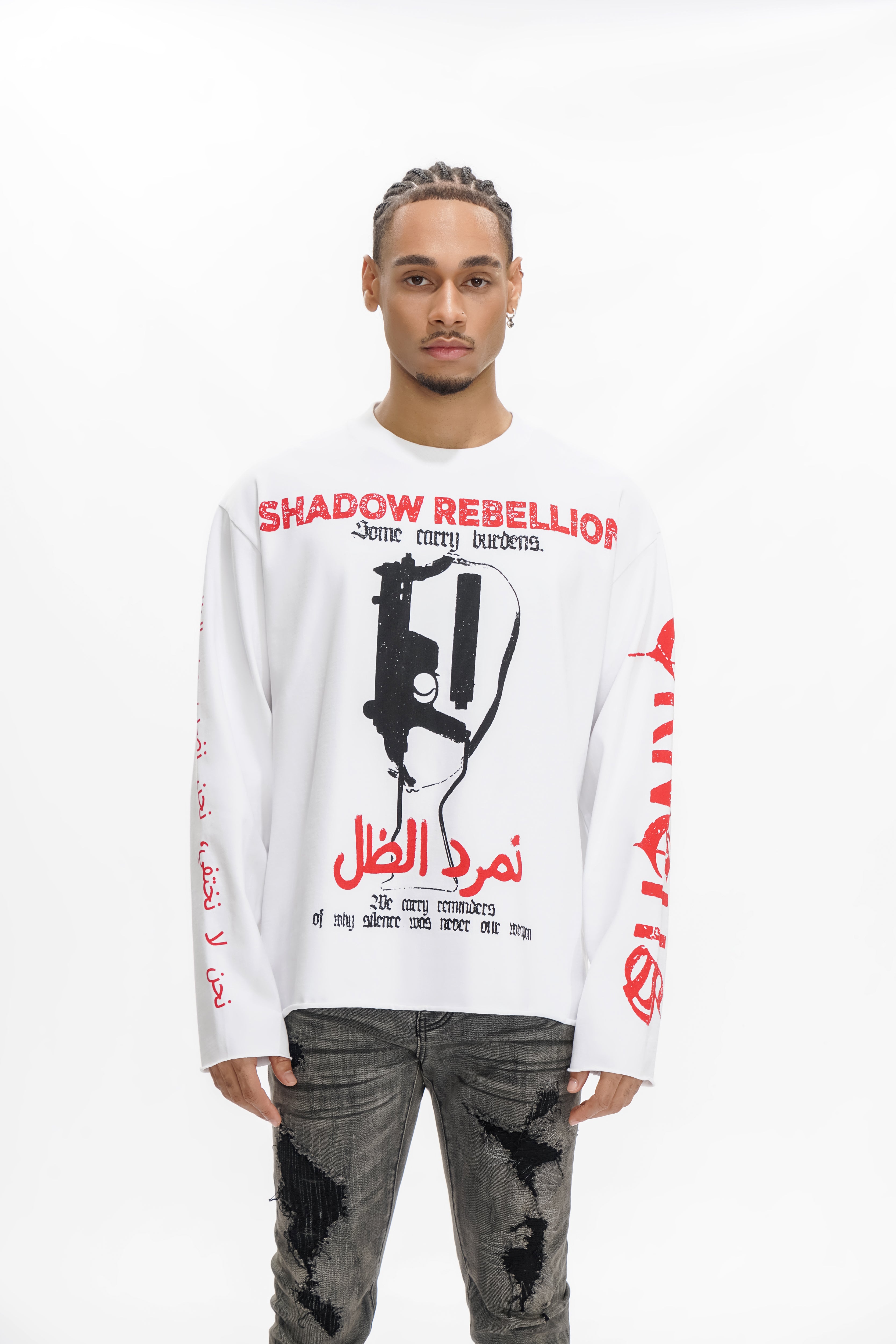"SHADOW REBELLION" White Long Sleeve