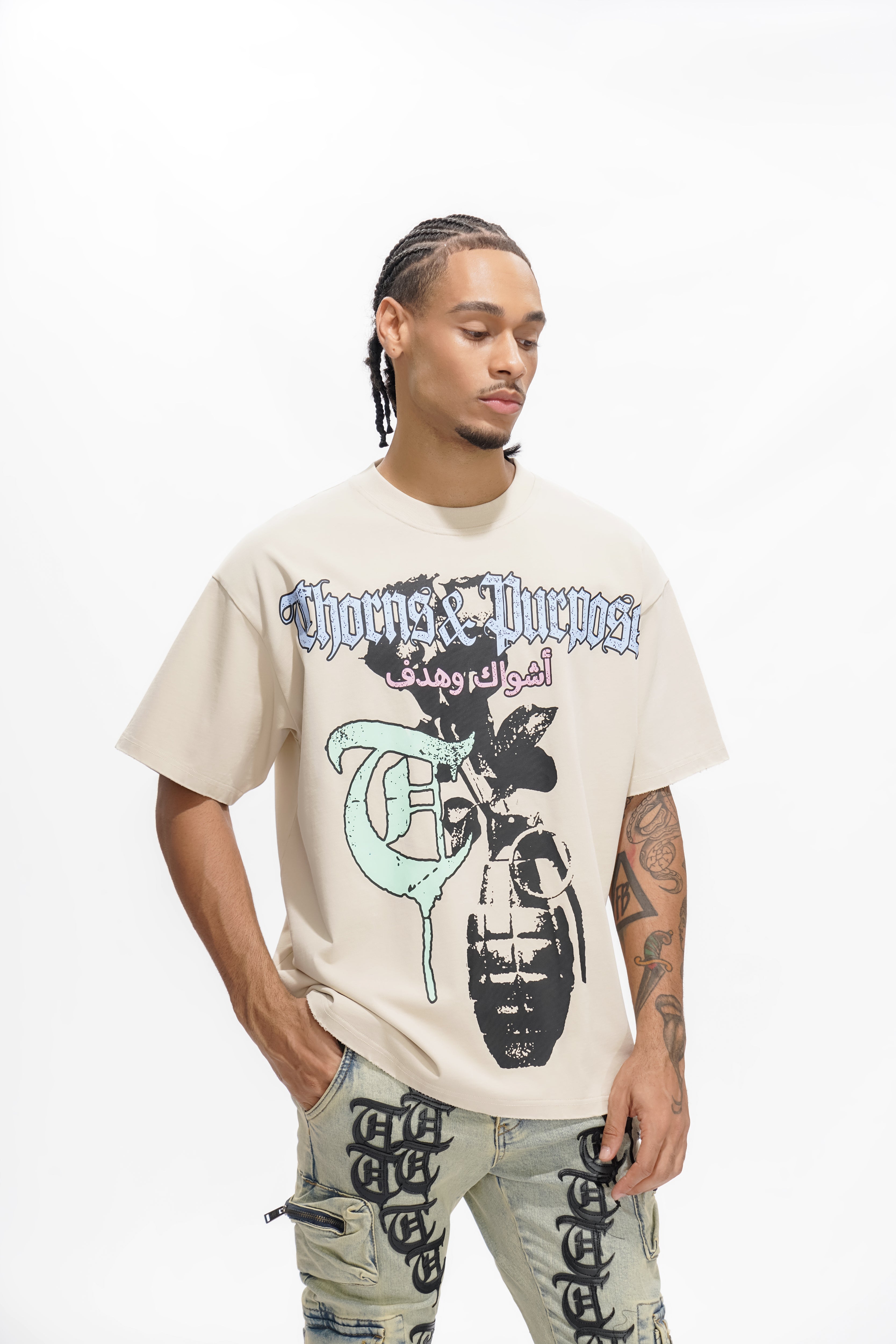 THORNS & PURPOSE Off-White T-Shirt