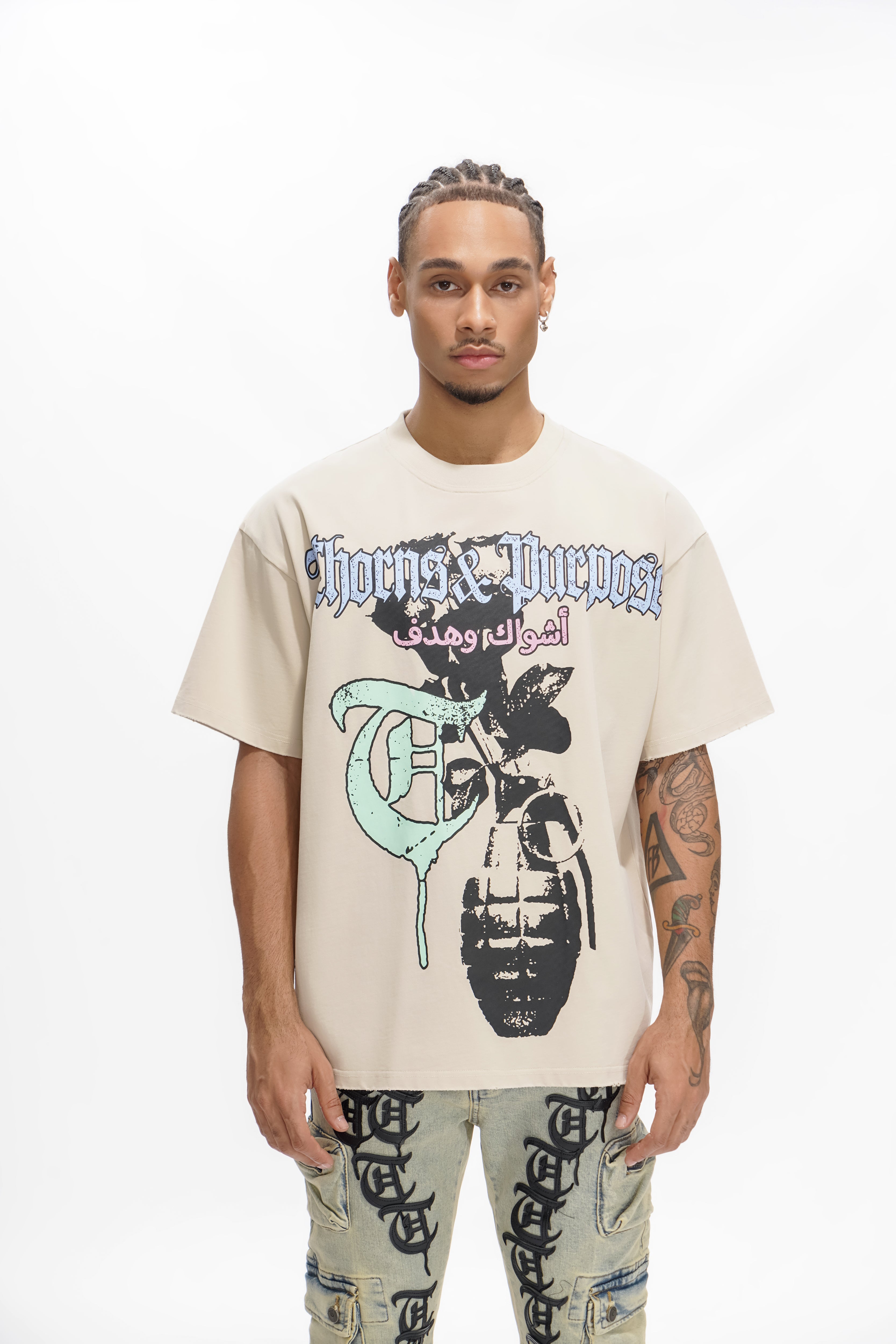 "THORNS & PURPOSE" Pale Apricot Tee