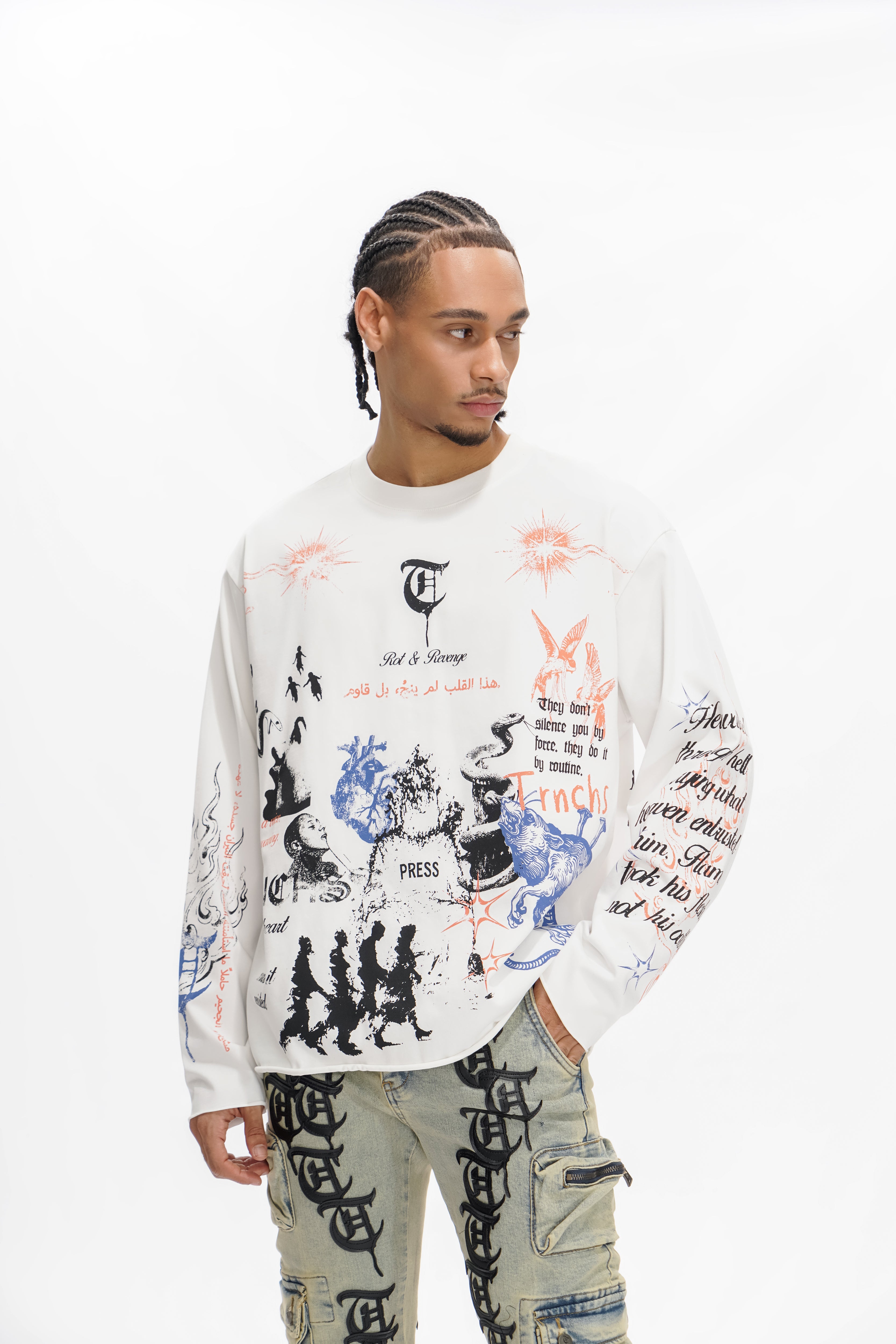 FIELD NOTES Weißes Langarmshirt