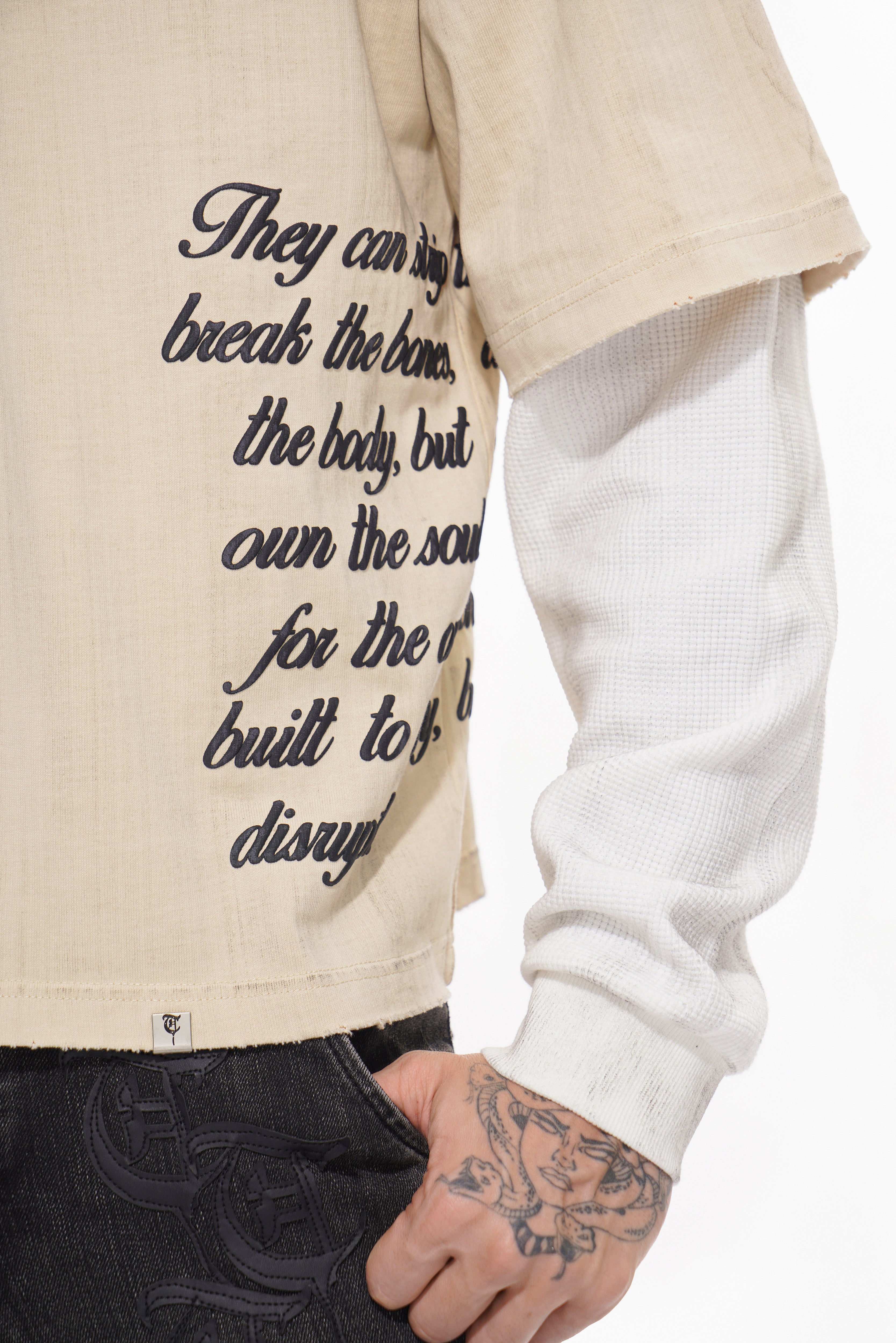 BORN TO DISRUPT White/Khaki Long Sleeve