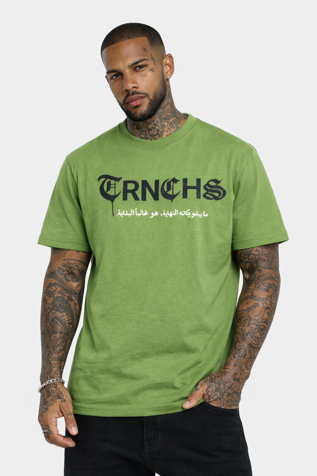 "MASKED SOLIDER" Olive Green Tee