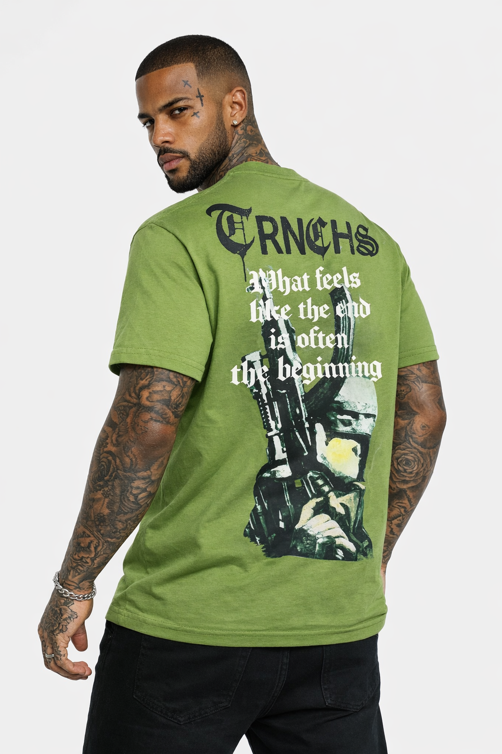 "MASKED SOLIDER" Olive Green Tee