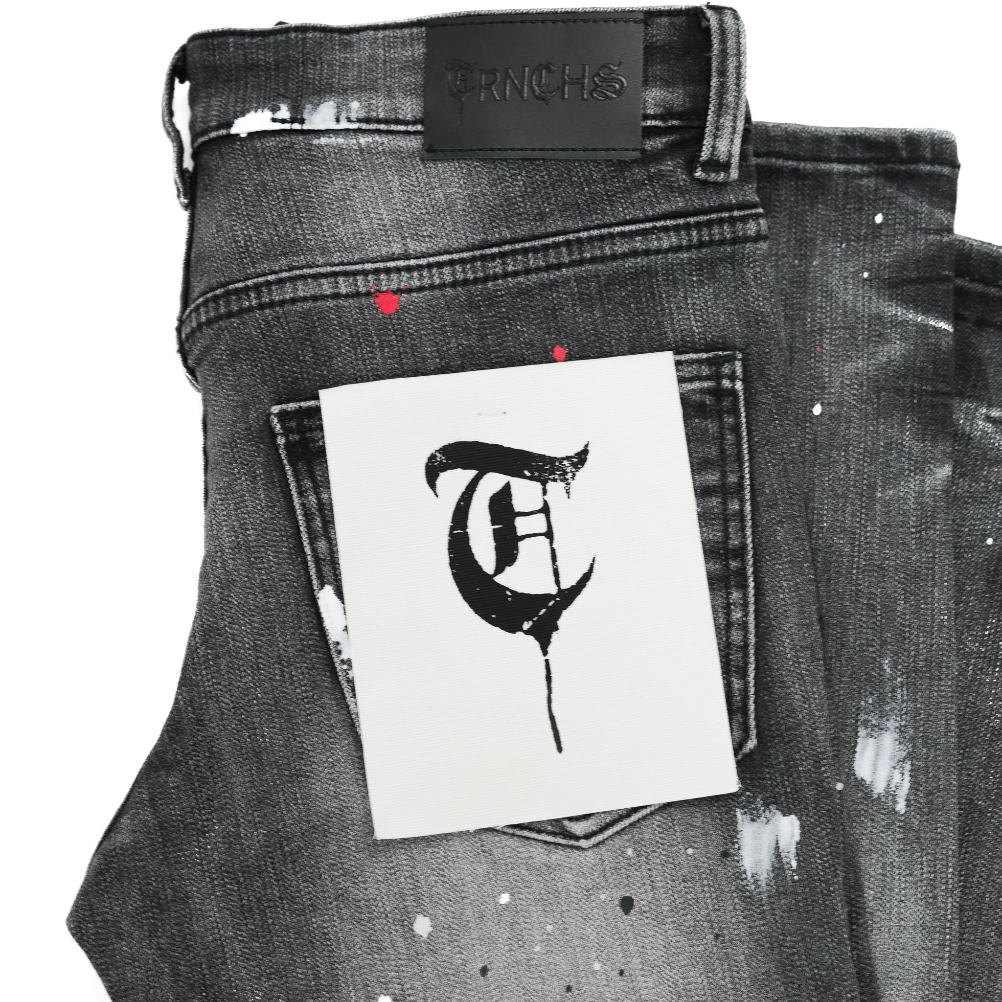 "DHAMAR" Black Wash Paint Skinny Denim
