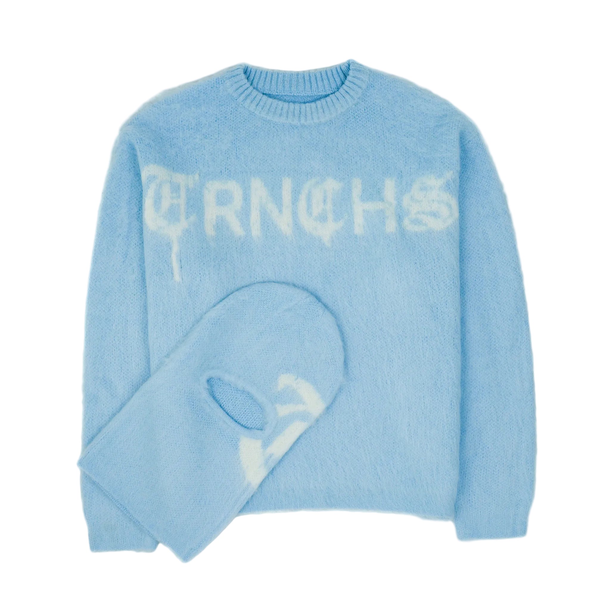 "MOHAIR SWEATER" Baby Blue / White