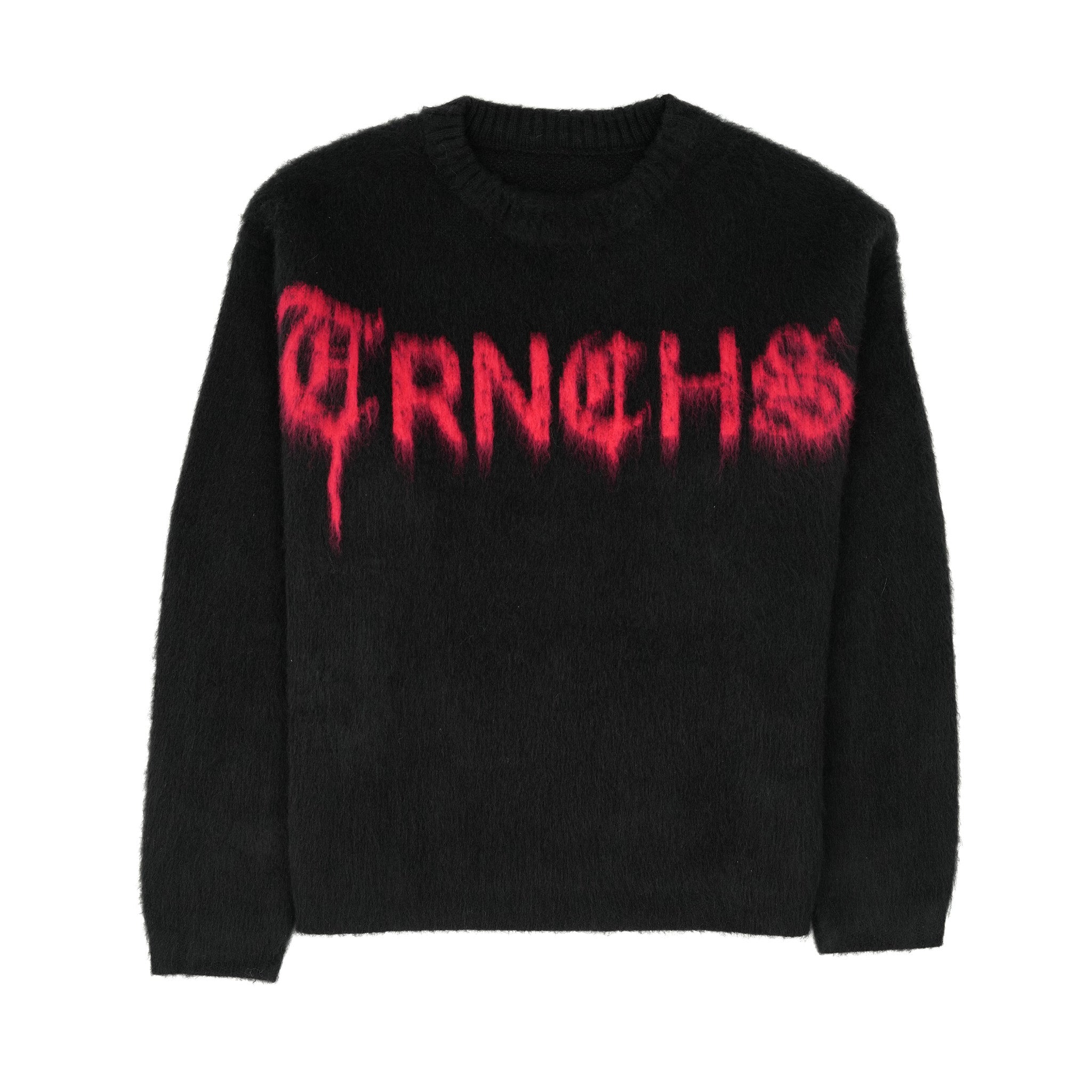 MOHAIRPULLOVER Schwarz / Rot