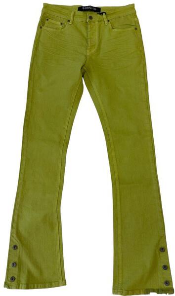 Sale "BUTTON FLY" Green Stacked Jeans