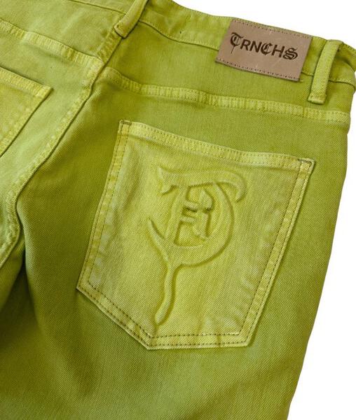 Sale "BUTTON FLY" Green Stacked Jeans